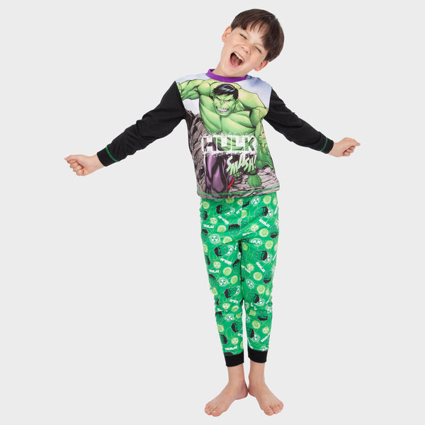 Marvel The Incredible Hulk Crash Krunch Pyjama Garçons, Noir , 4-5 ans