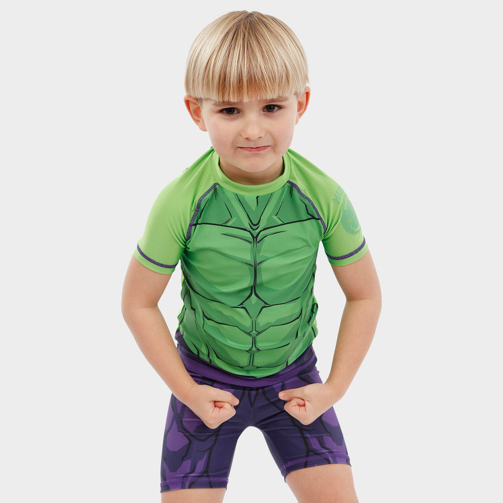 Incredible Hulk Swim Shorts + Rash Vest 2 Piece Swim Set Surf Top + Board Shorts | UK