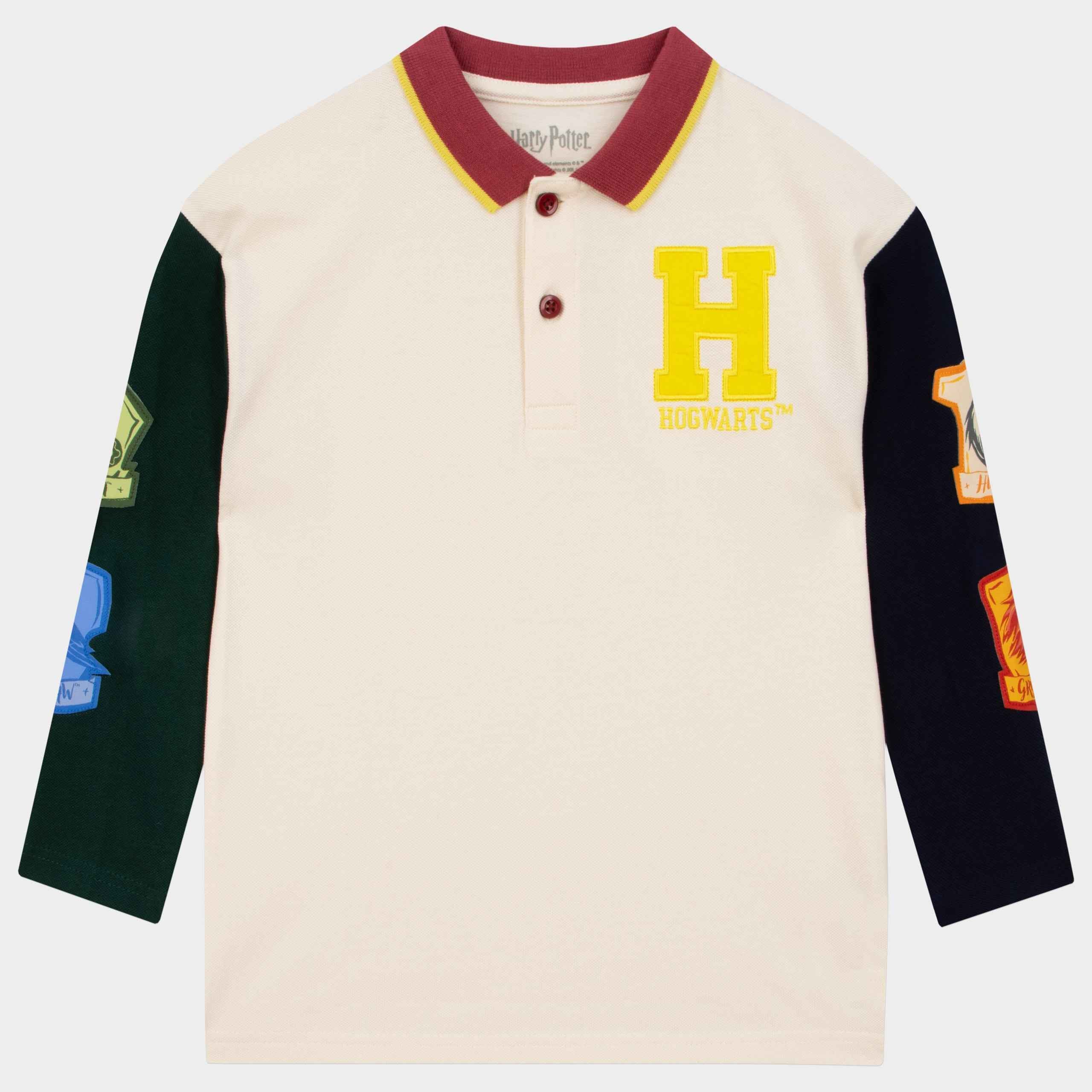 Harry Potter Long Sleeve Polo Shirt - Hogwarts Houses