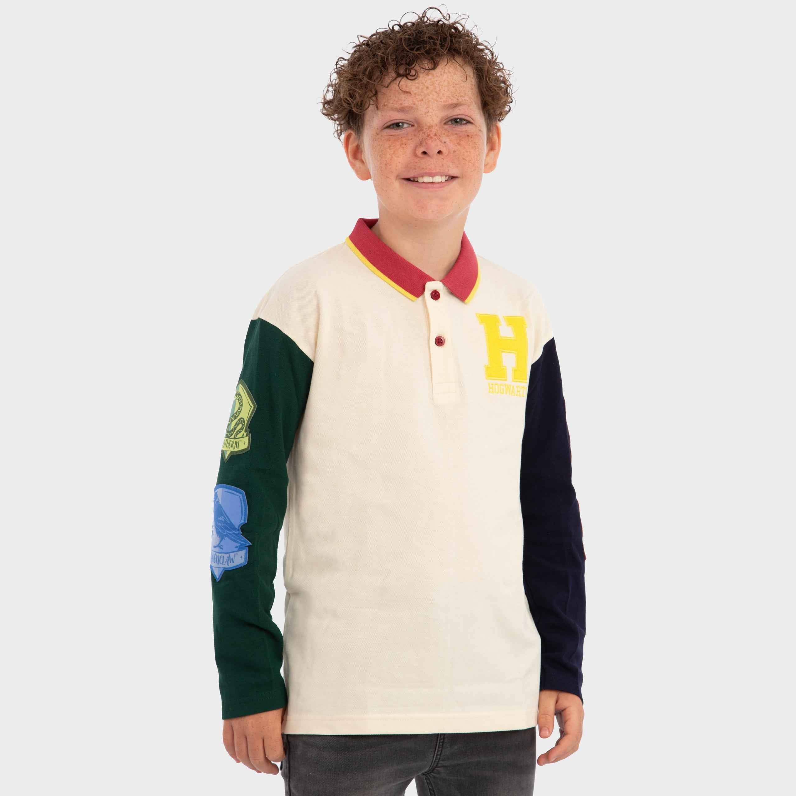 Harry Potter Long Sleeve Polo Shirt - Hogwarts Houses