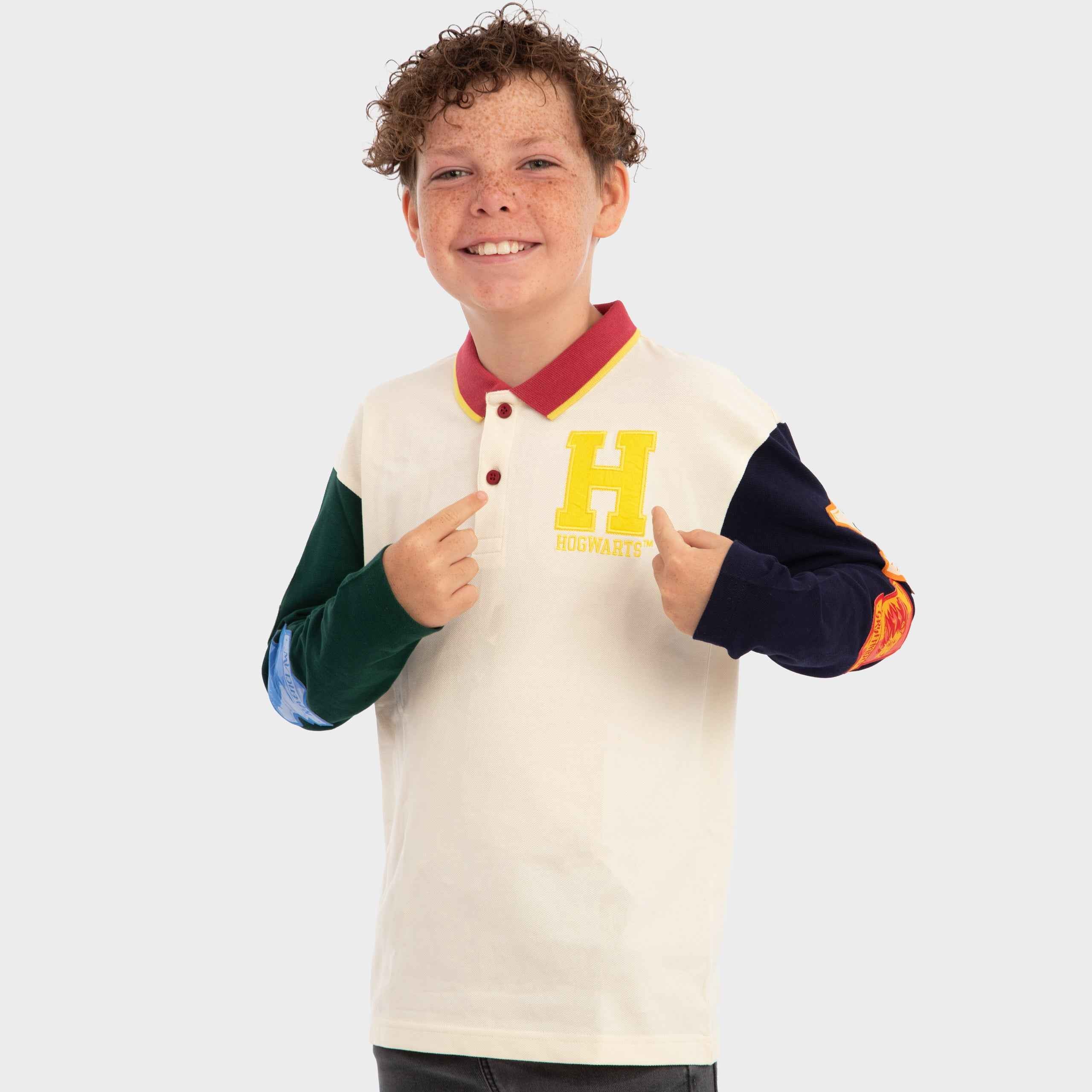 Harry Potter Long Sleeve Polo Shirt - Hogwarts Houses