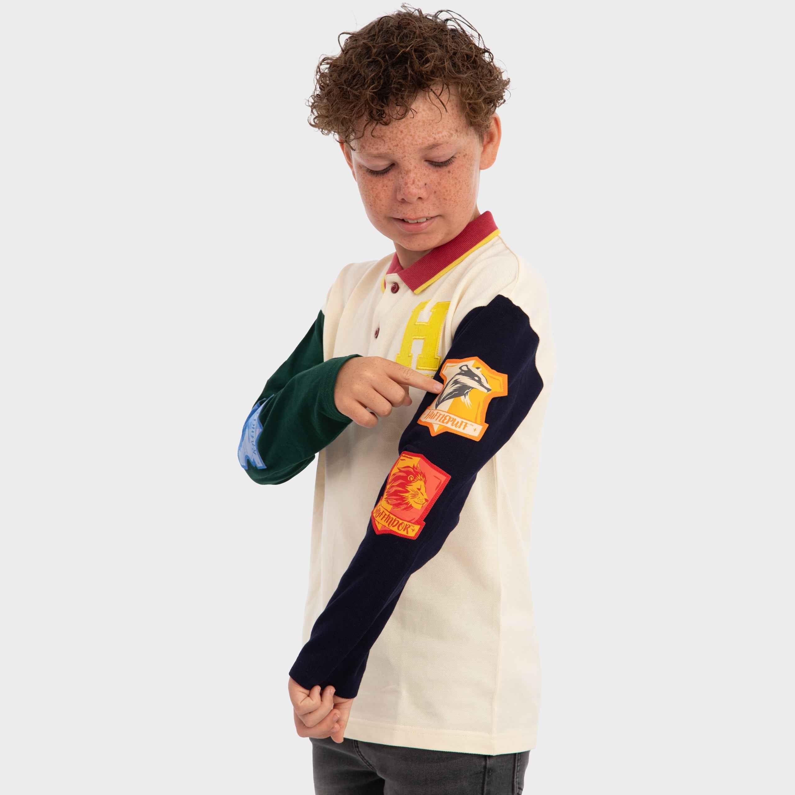 Harry Potter Long Sleeve Polo Shirt - Hogwarts Houses