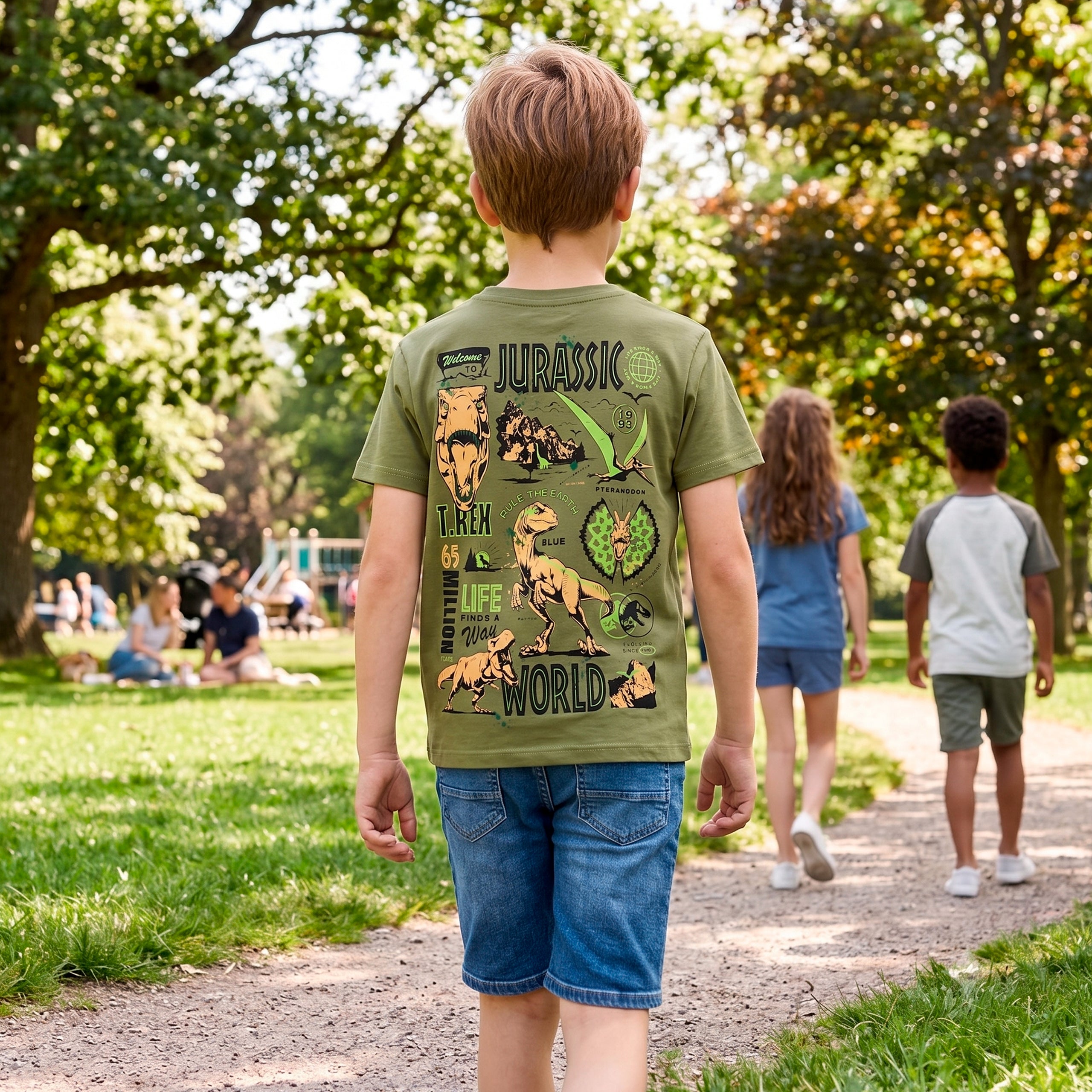 Jurassic World Green Dino Back Print T-Shirt