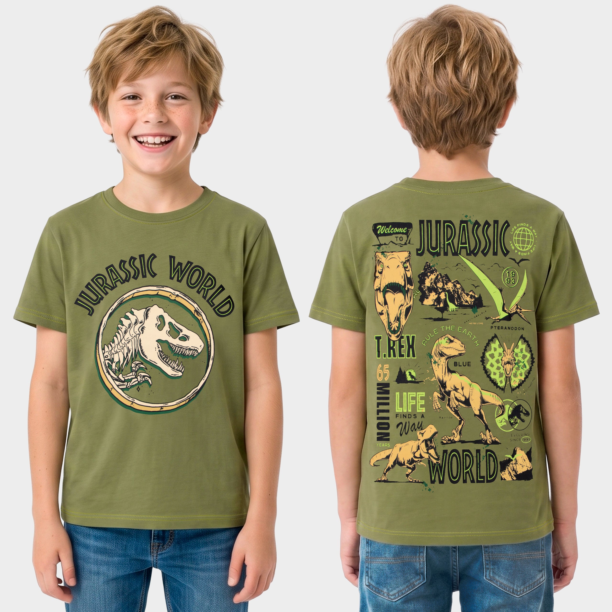 Jurassic World Green Dino Back Print T-Shirt