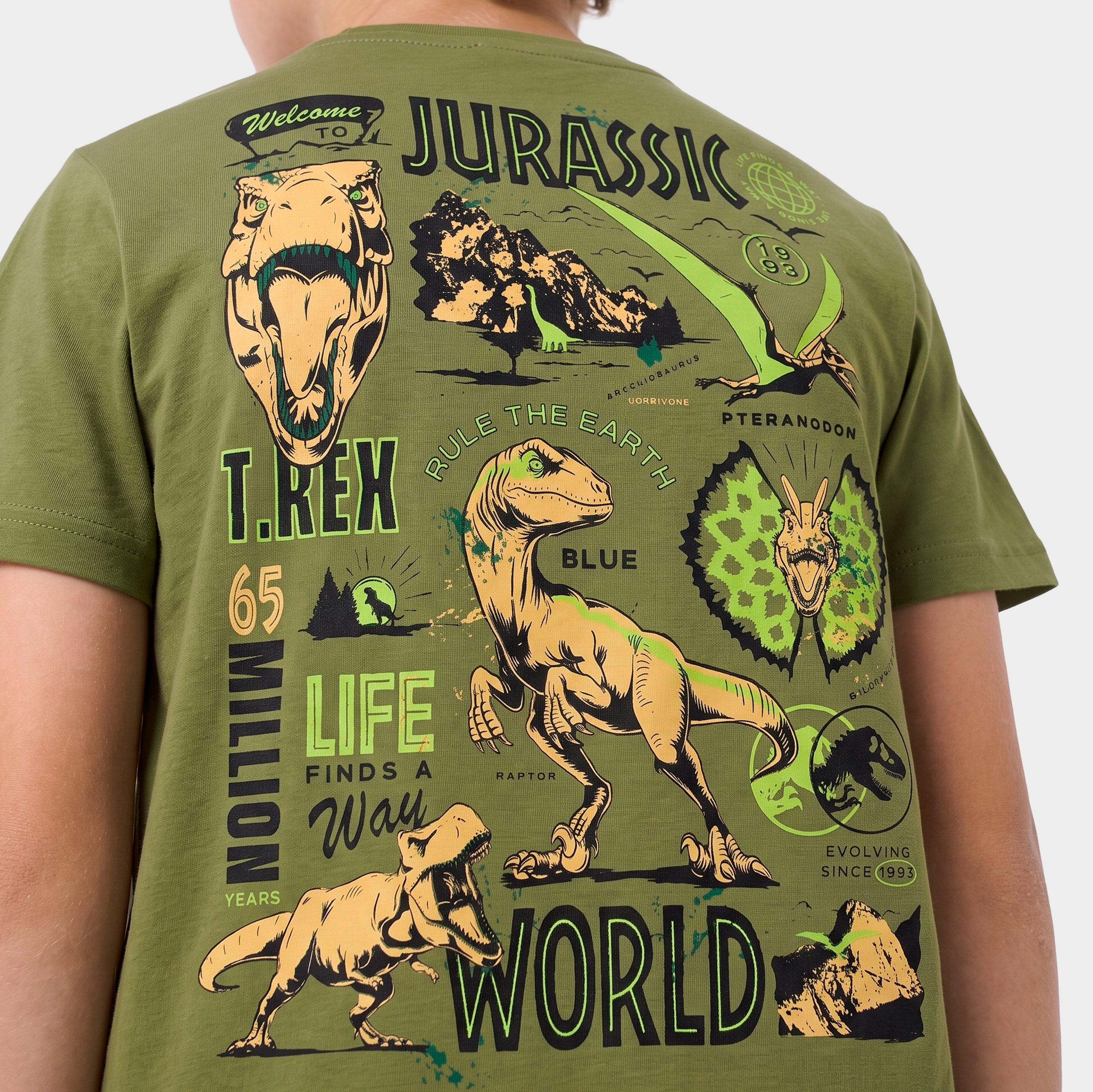 Jurassic World Green Dino Back Print T-Shirt
