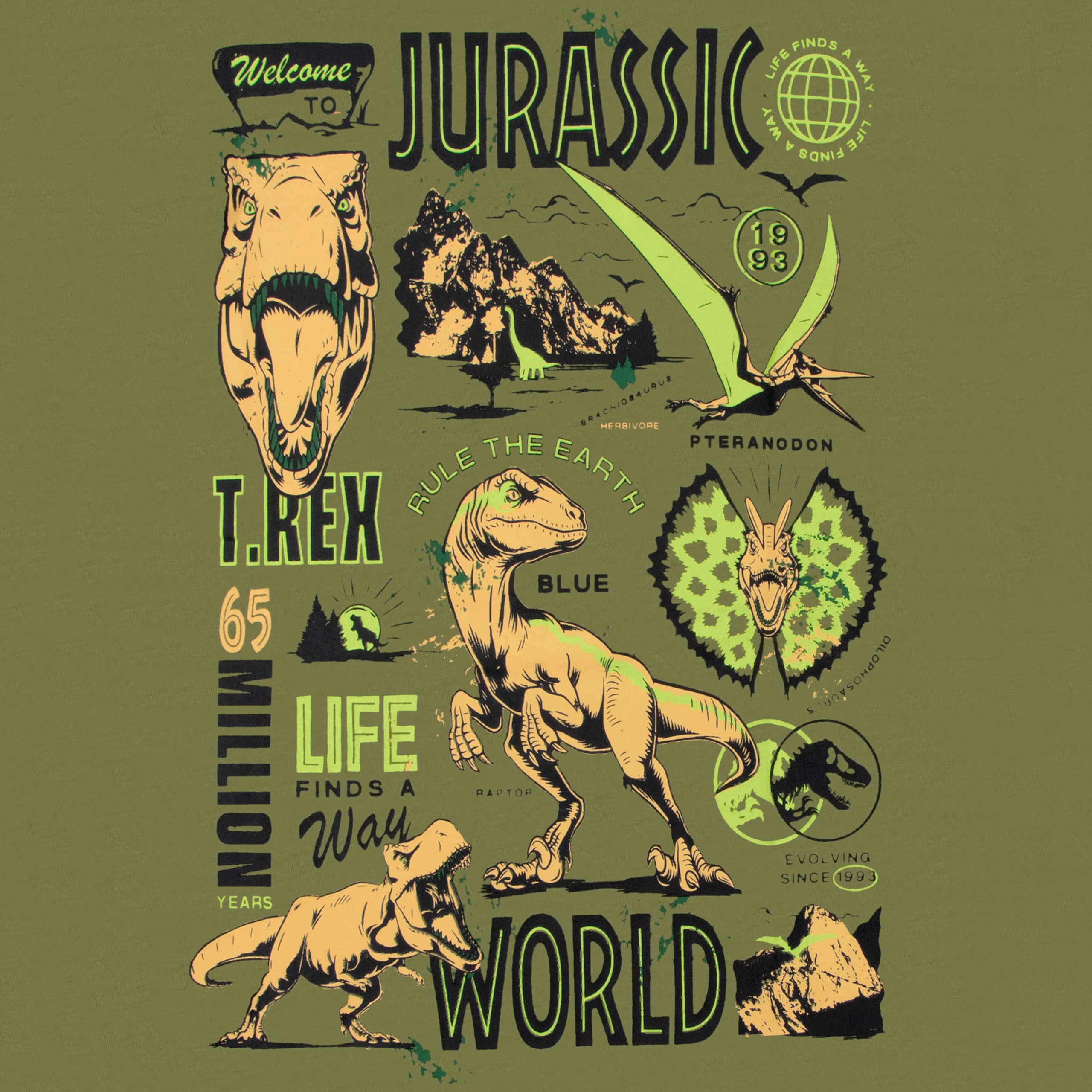 Jurassic World Green Dino Back Print T-Shirt
