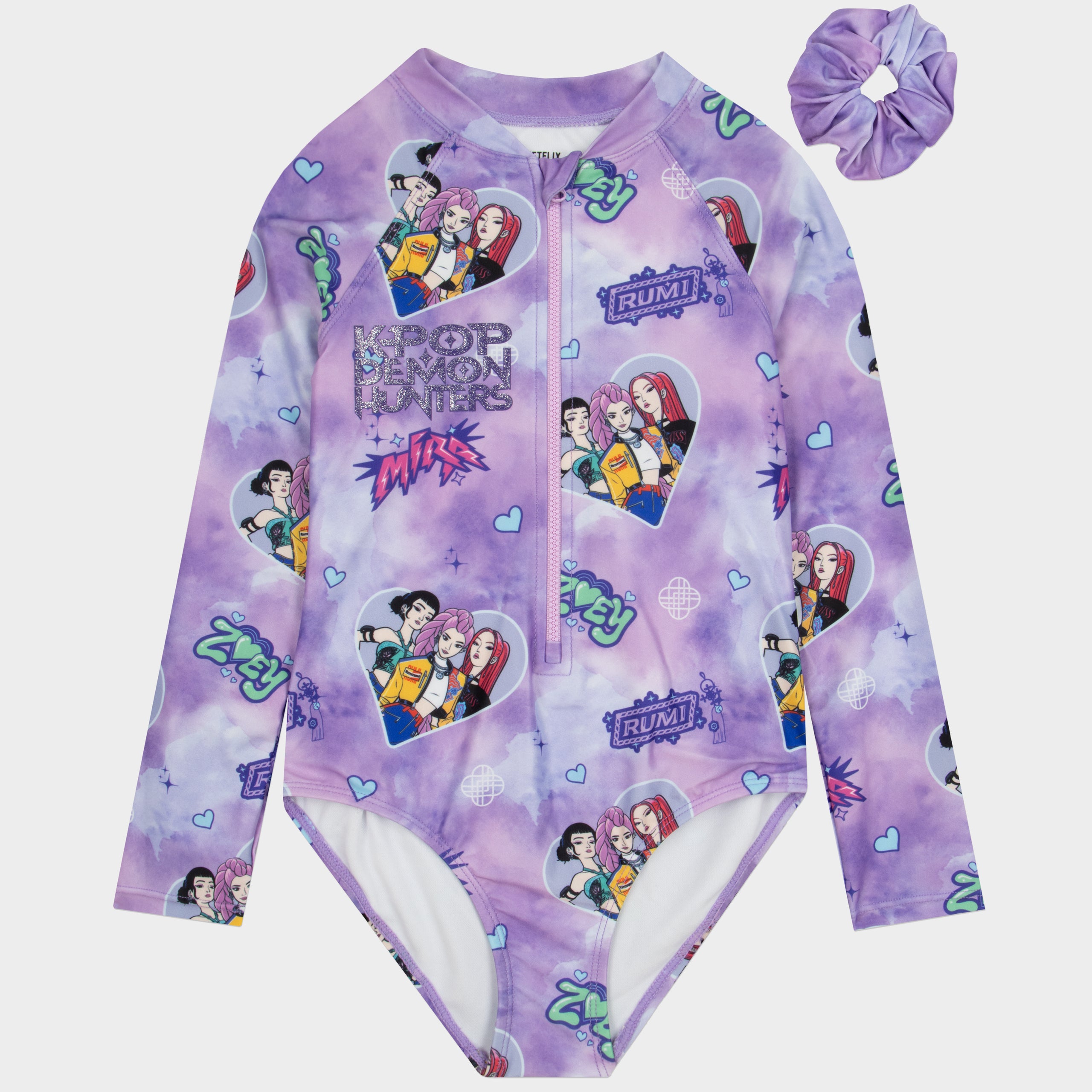KPop Demon Hunters Tie Dye Swimsuit And Scrunchie Set
