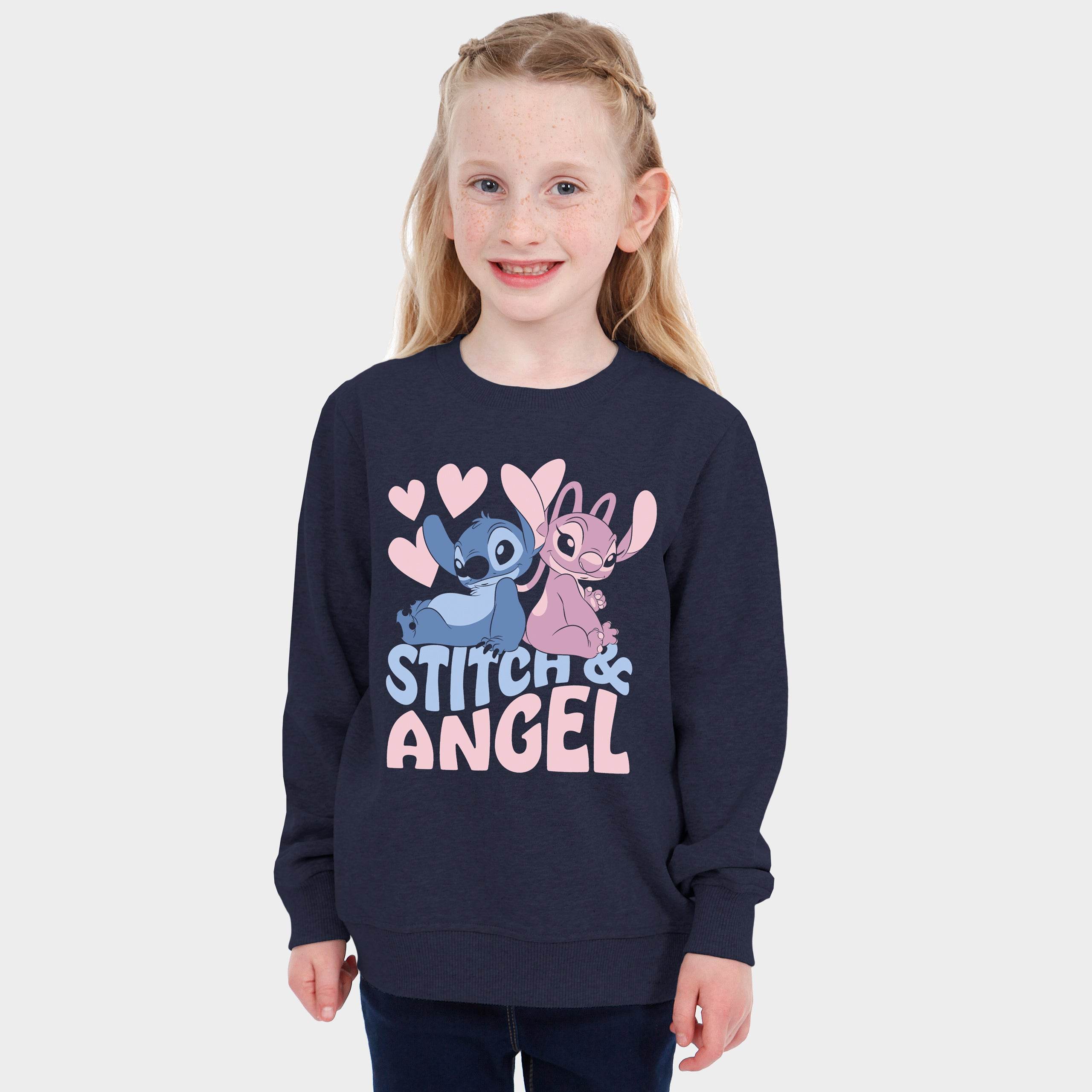 Lilo And Stitch Sweatshirt - Navy Stitch And Angel Hearts - Character.com