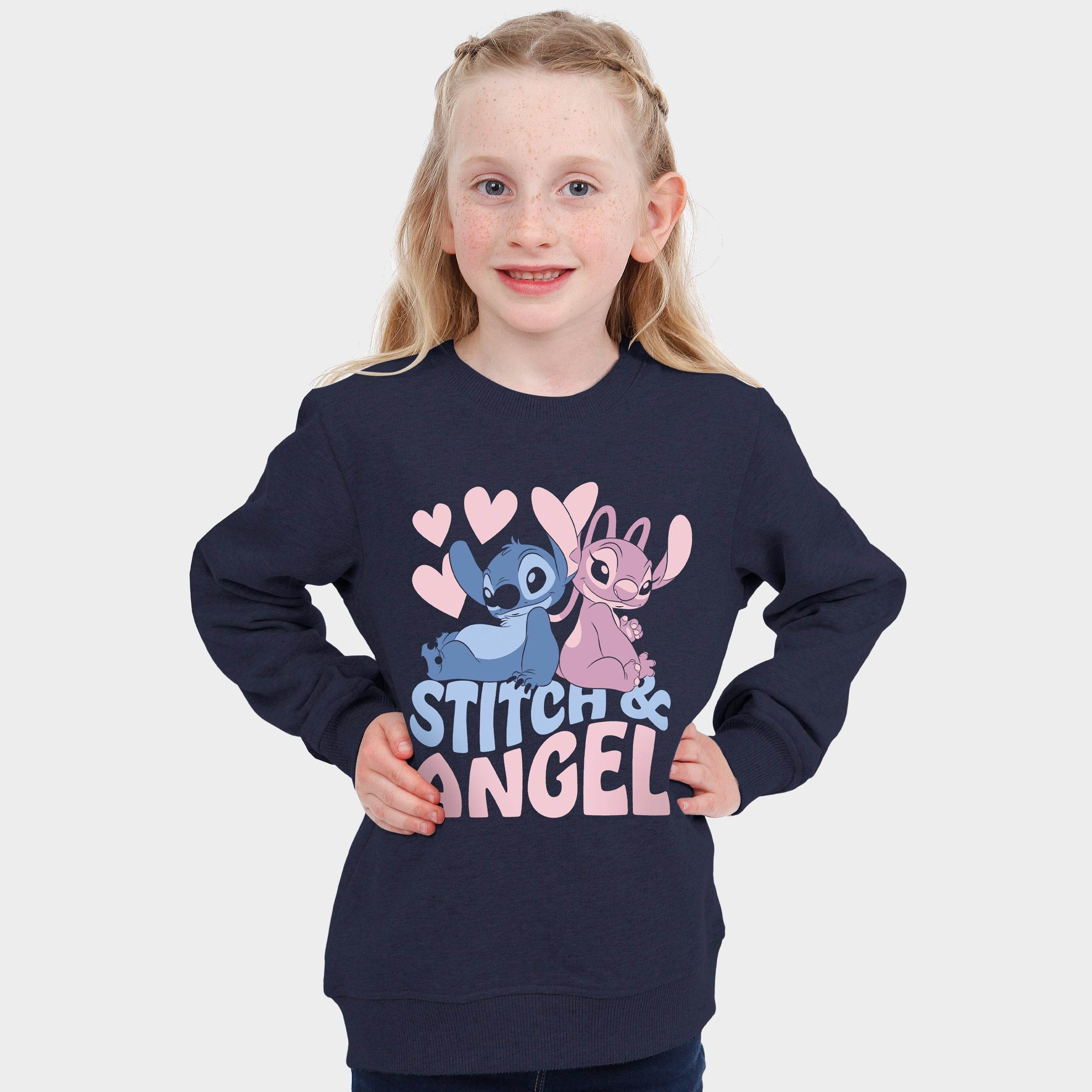 Lilo And Stitch Sweatshirt - Navy Stitch And Angel Hearts - Character.com