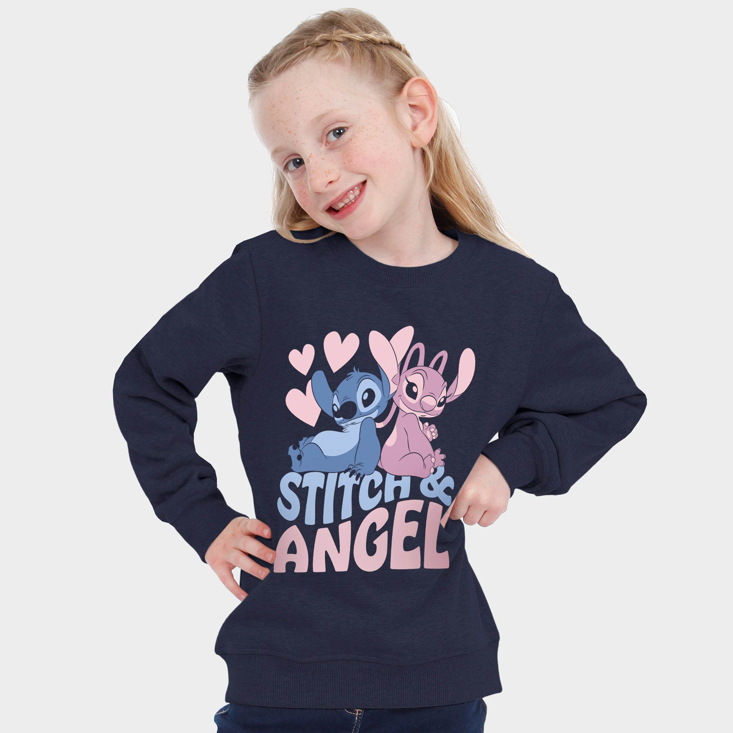Lilo And Stitch Sweatshirt - Navy Stitch And Angel Hearts - Character.com