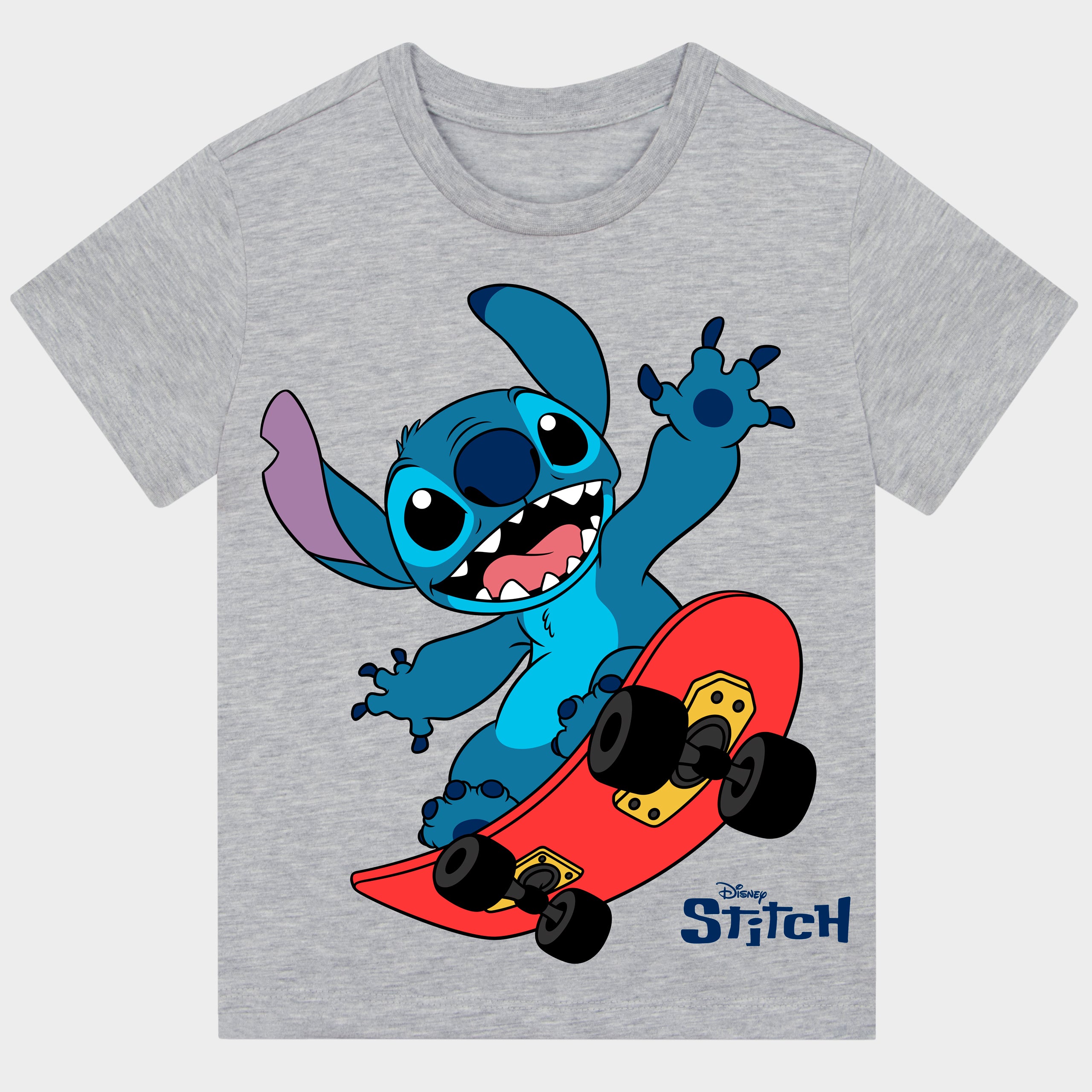 Lilo & Stitch Short Sleeve Grey Skater Stitch T-Shirt