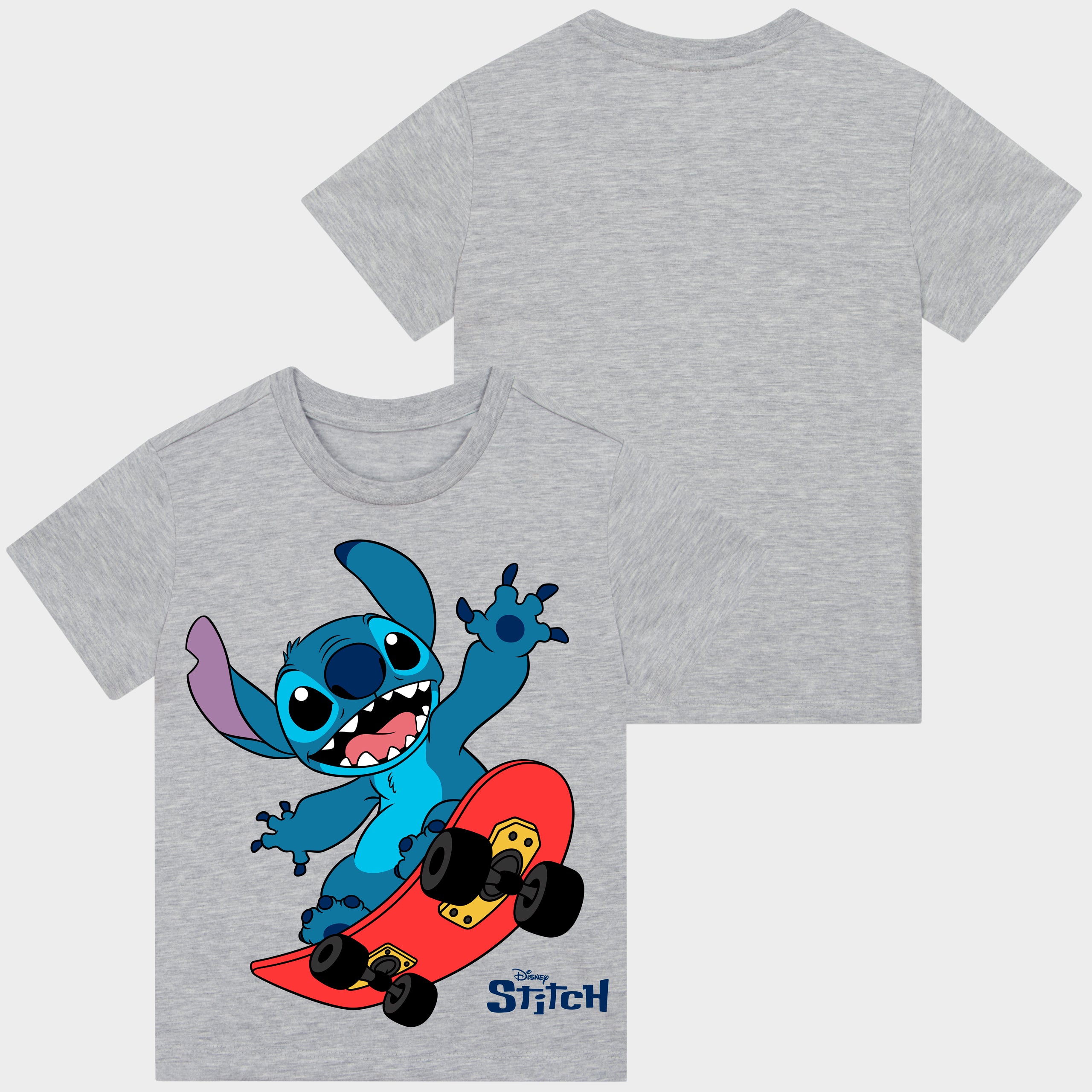 Lilo & Stitch Short Sleeve Grey Skater Stitch T-Shirt