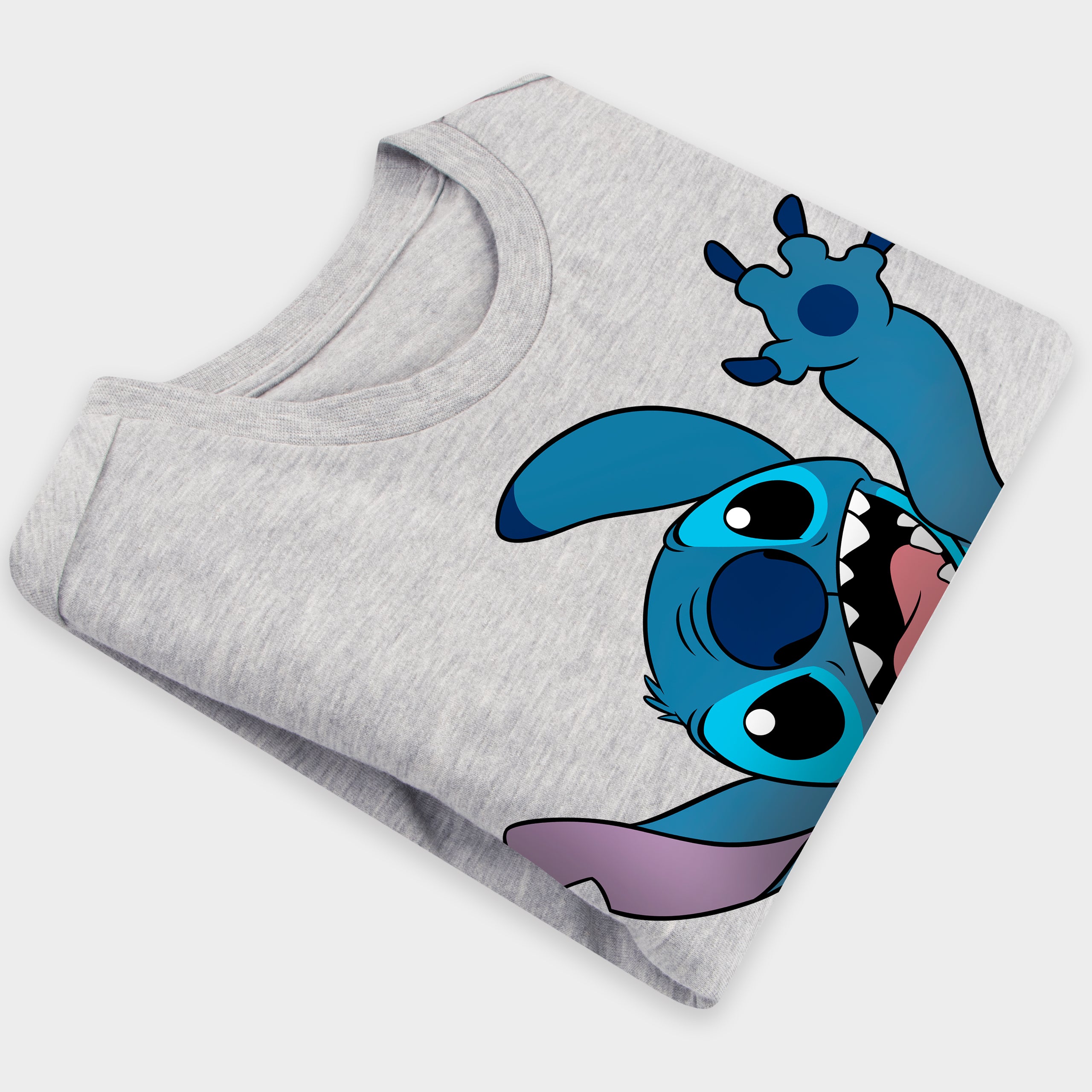 Lilo & Stitch Short Sleeve Grey Skater Stitch T-Shirt