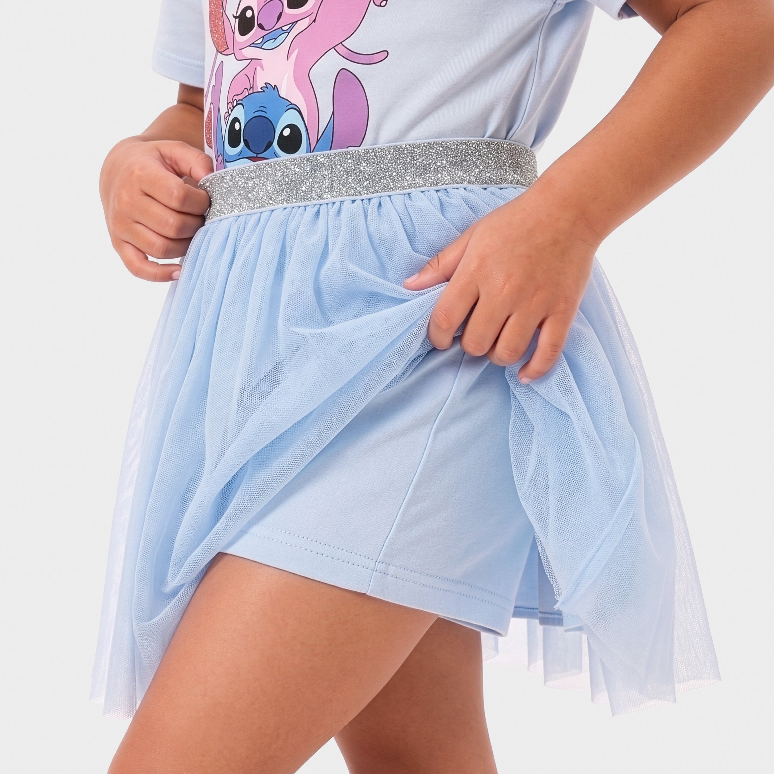 Disney Stitch & Angel Boxy T-Shirt And Skirt Outfit Set