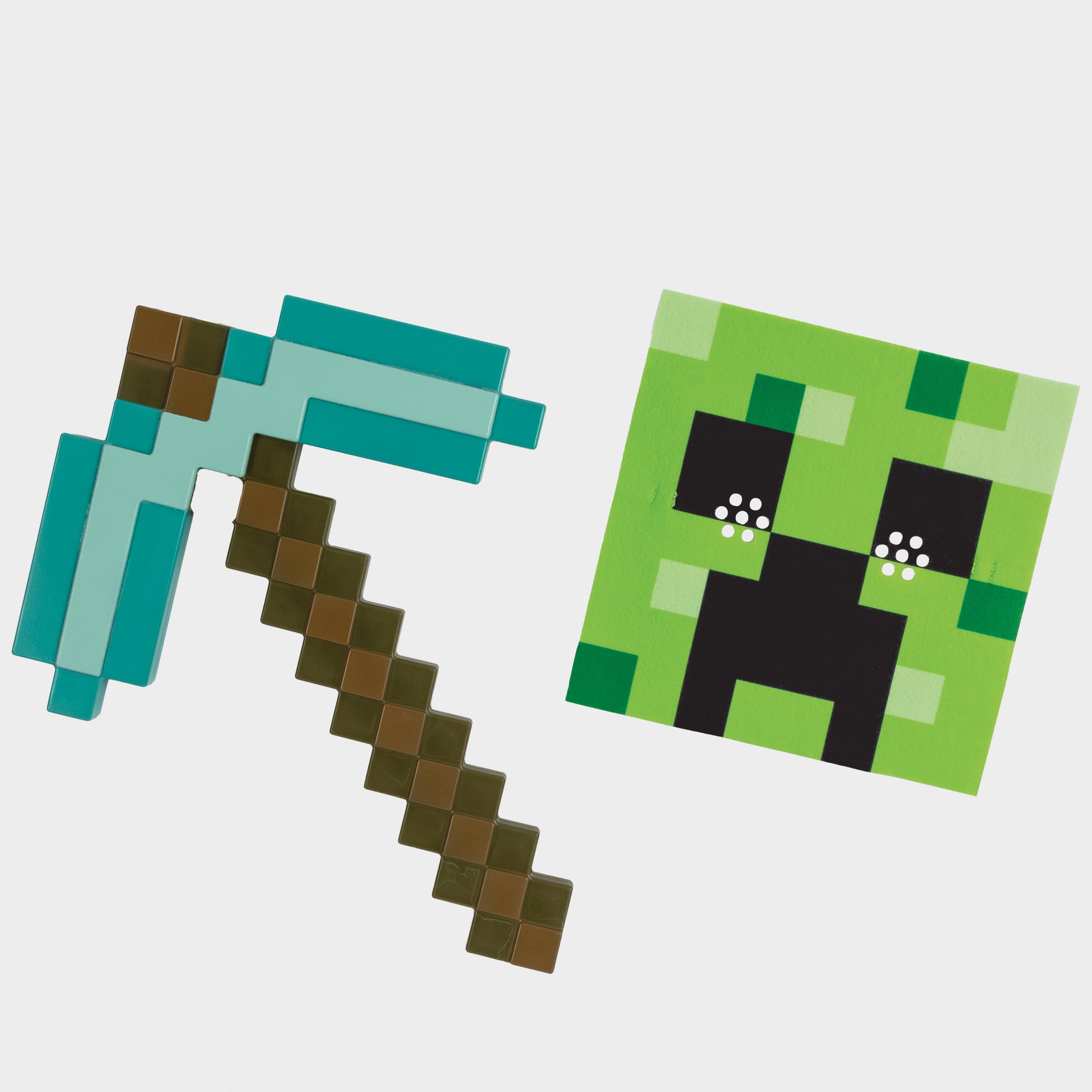 Minecraft Creeper Mask & Pickaxe Fancy Dress Set