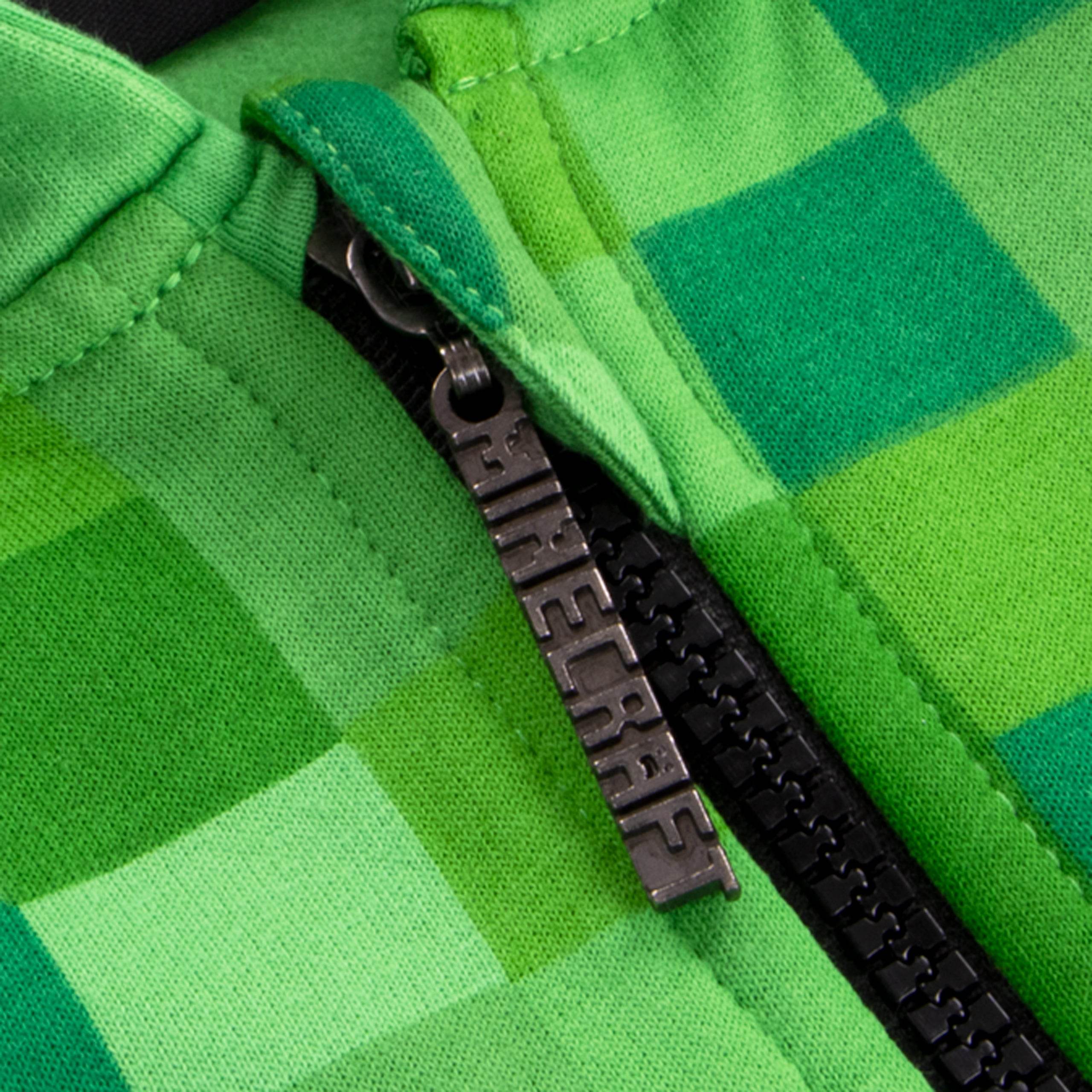 Minecraft Boys Hoodie Green Creeper Zip Up Jumper 100% Cotton