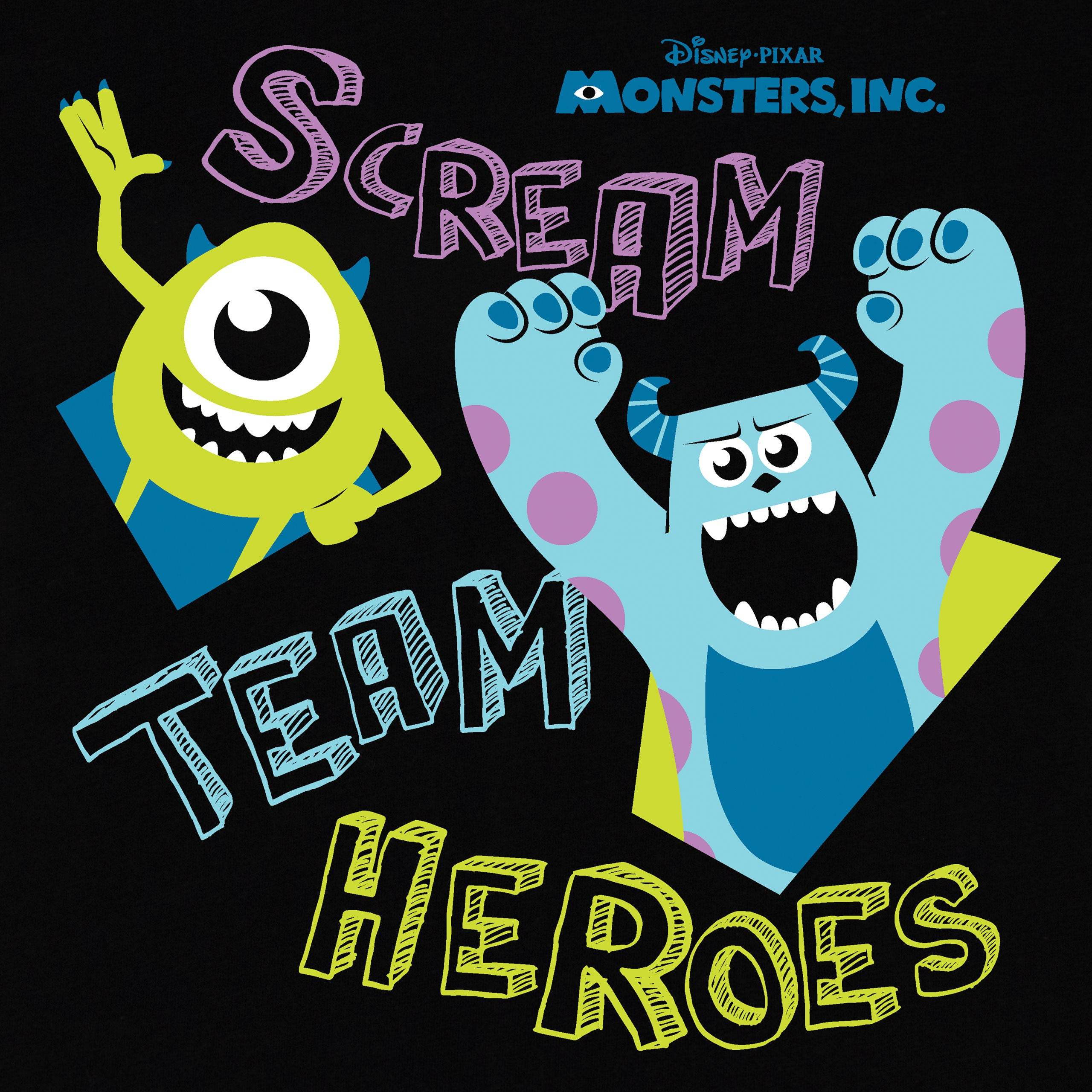 scream team monsters inc Monsters Inc T-Shirt | Black Scream Team Heroes