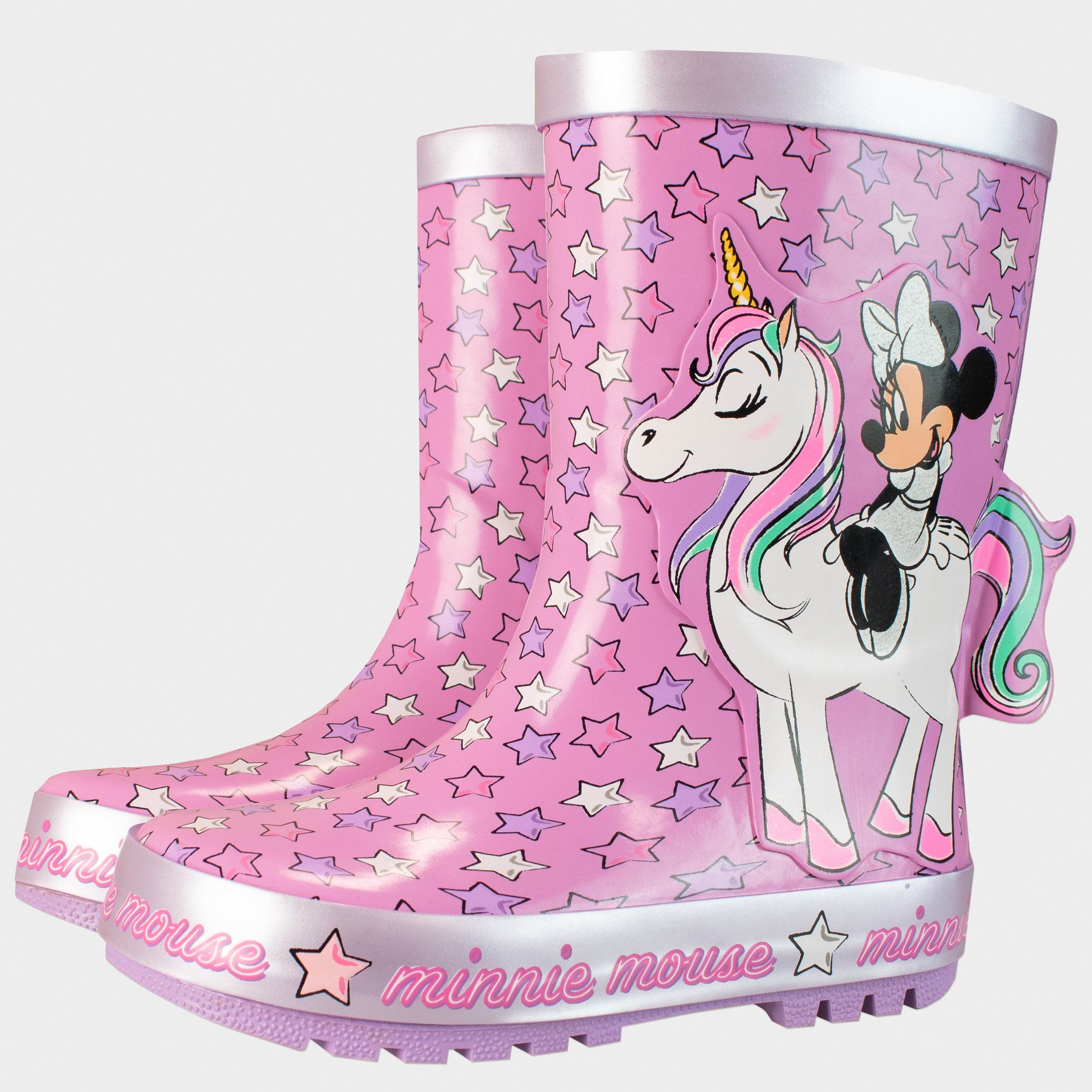 Disney Minnie Mouse Girls Wellies Unicorn 3D Design Pink