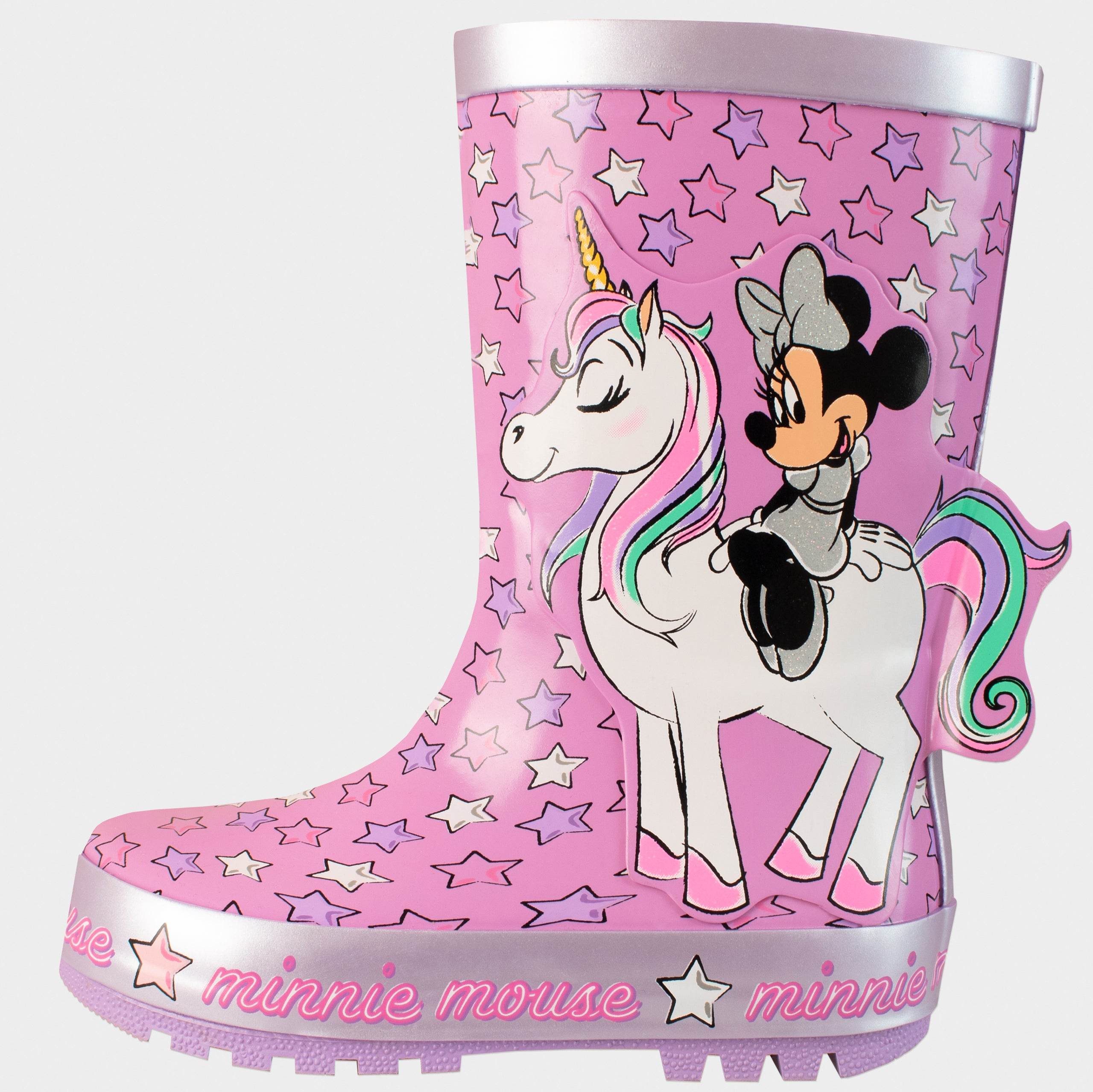 Disney Minnie Mouse Girls Wellies Unicorn 3D Design Pink