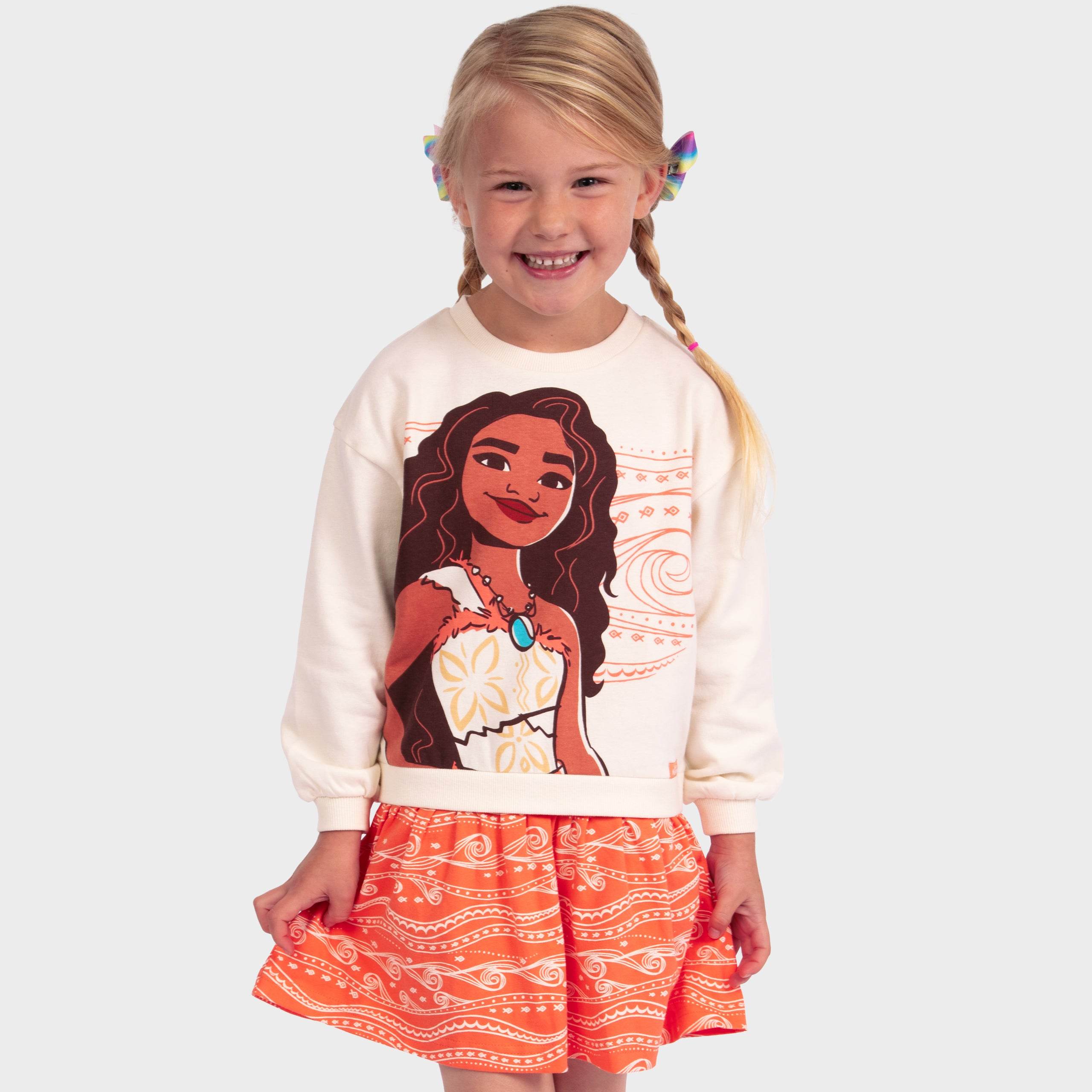 Disney Moana Girls Sweatshirt Dress | 100% Soft Cotton | Orange/Cream | 2-10 Years Character.com Disney Moana Girls Sweatshirt Dress | 100% Soft Cotton | Orange/Cream | 2-10 Years Character.com