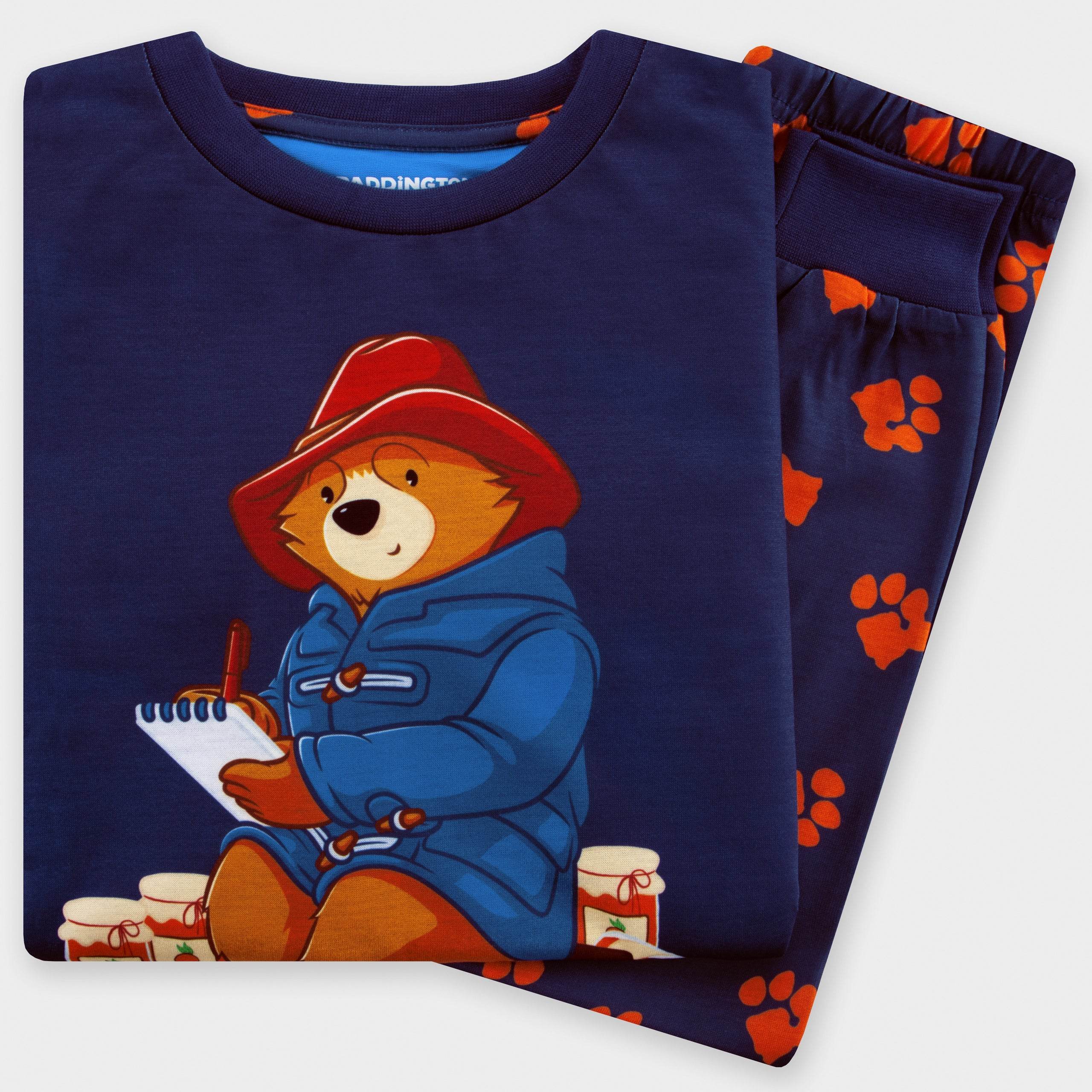 Paddington Bear - Set Pigiama 7 Pezzi Per Bambini. T-Shirt Blu, Leggings, 2 Gilet E 3 Mutandine. Morbido Cotone, Stampe Dell'Orso E Bus Di Londra. Taglie 18 Mesi - 6 Anni.