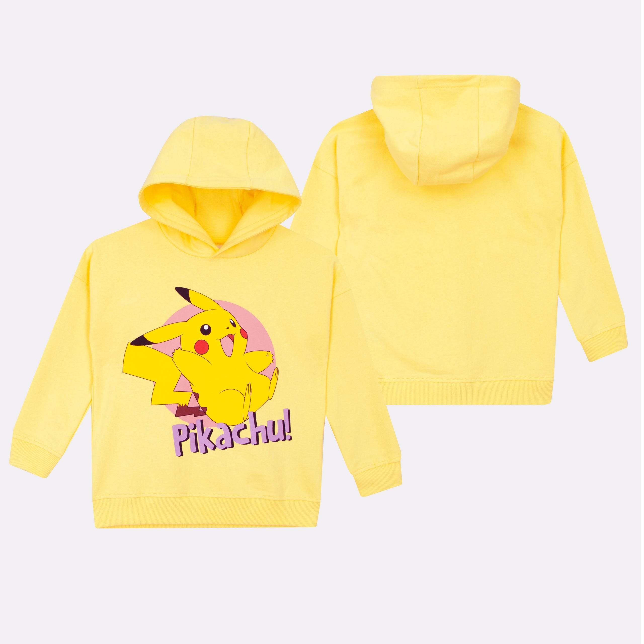 Pikachu Girls Hoodie 100% Cotton Pokemon Jumper Yellow