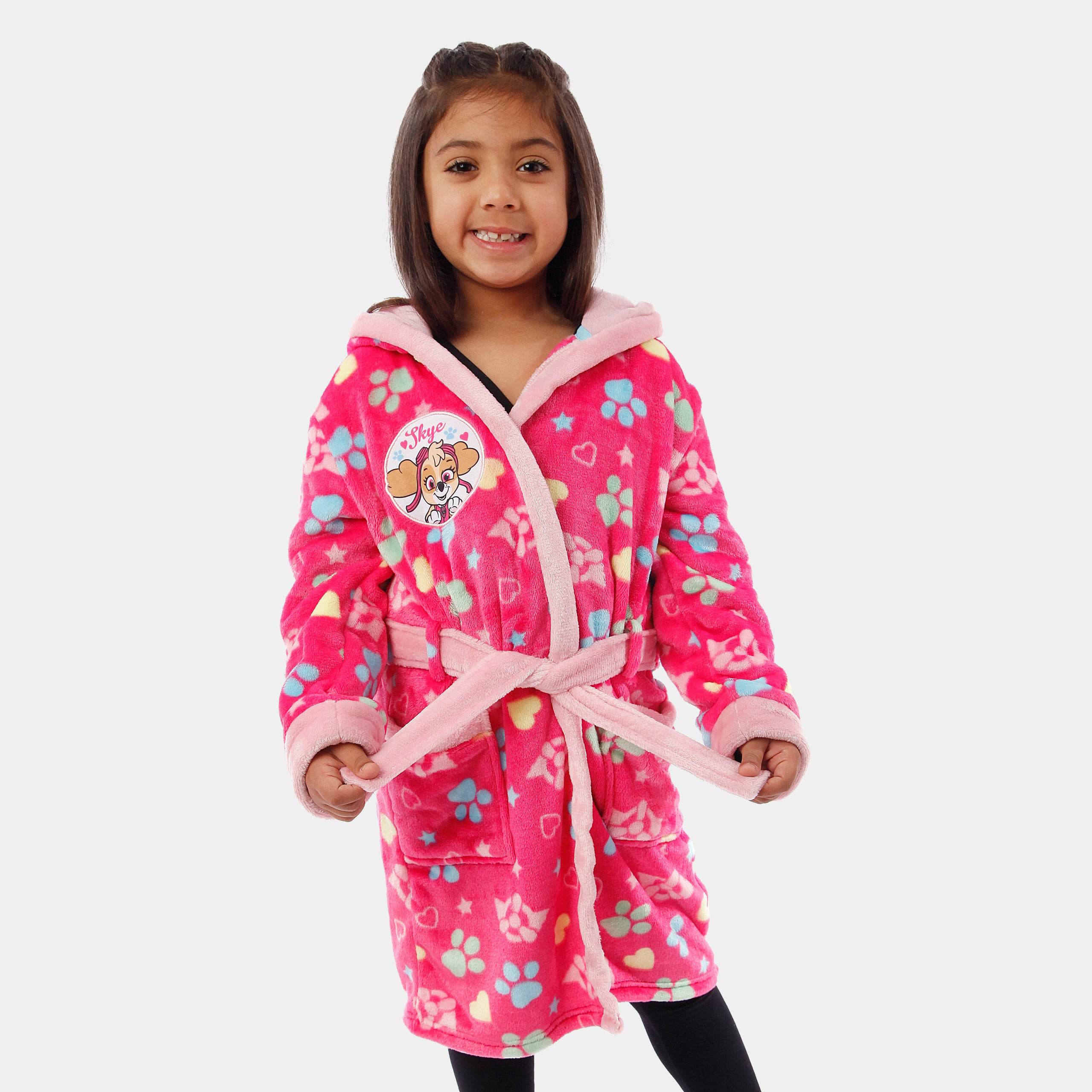 PAW Patrol Girls Dressing Gown 3D Ears Soft Fleece Pink