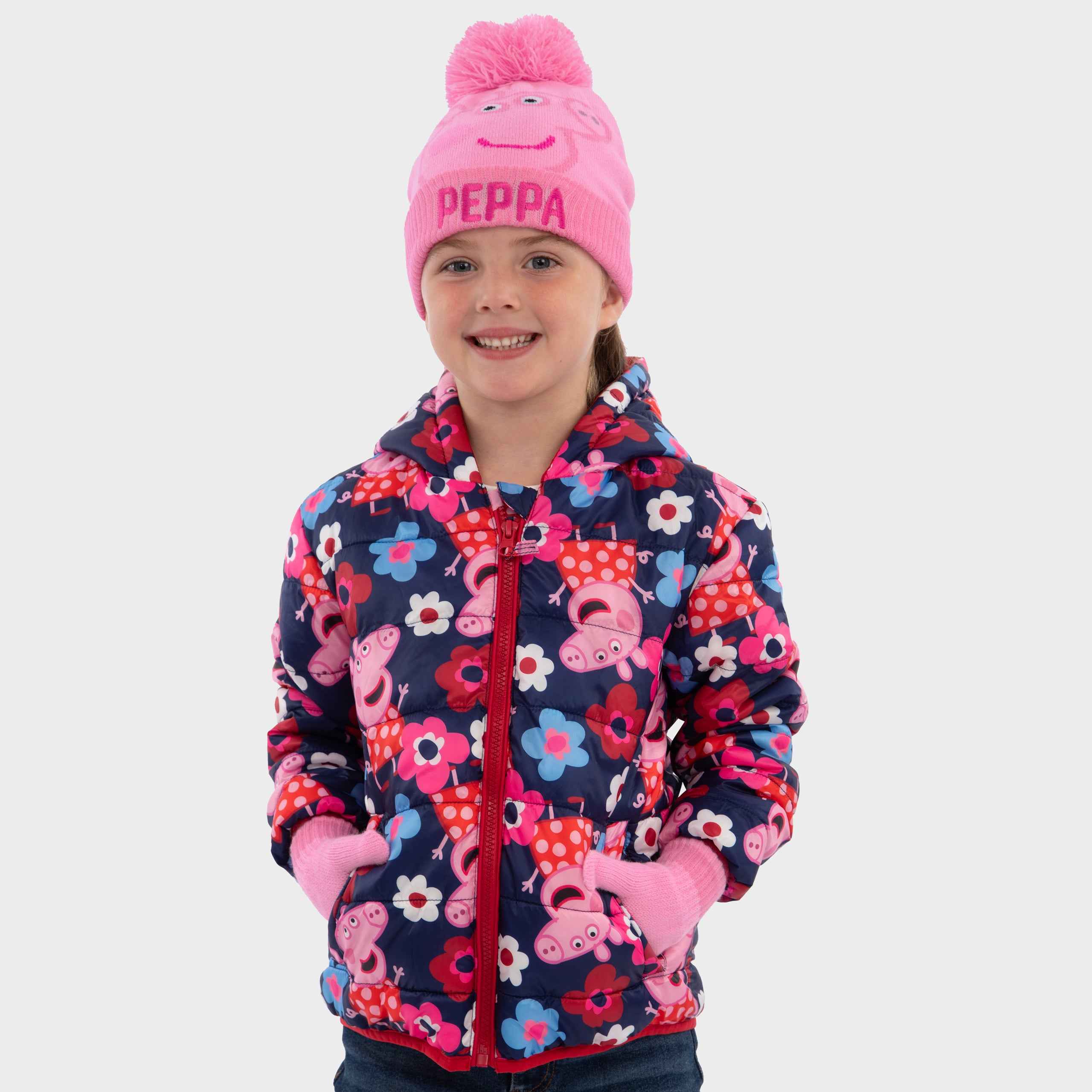 Girls Peppa Pig Hat And Gloves Set