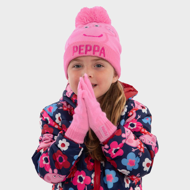 Girls Peppa Pig Hat And Gloves Set