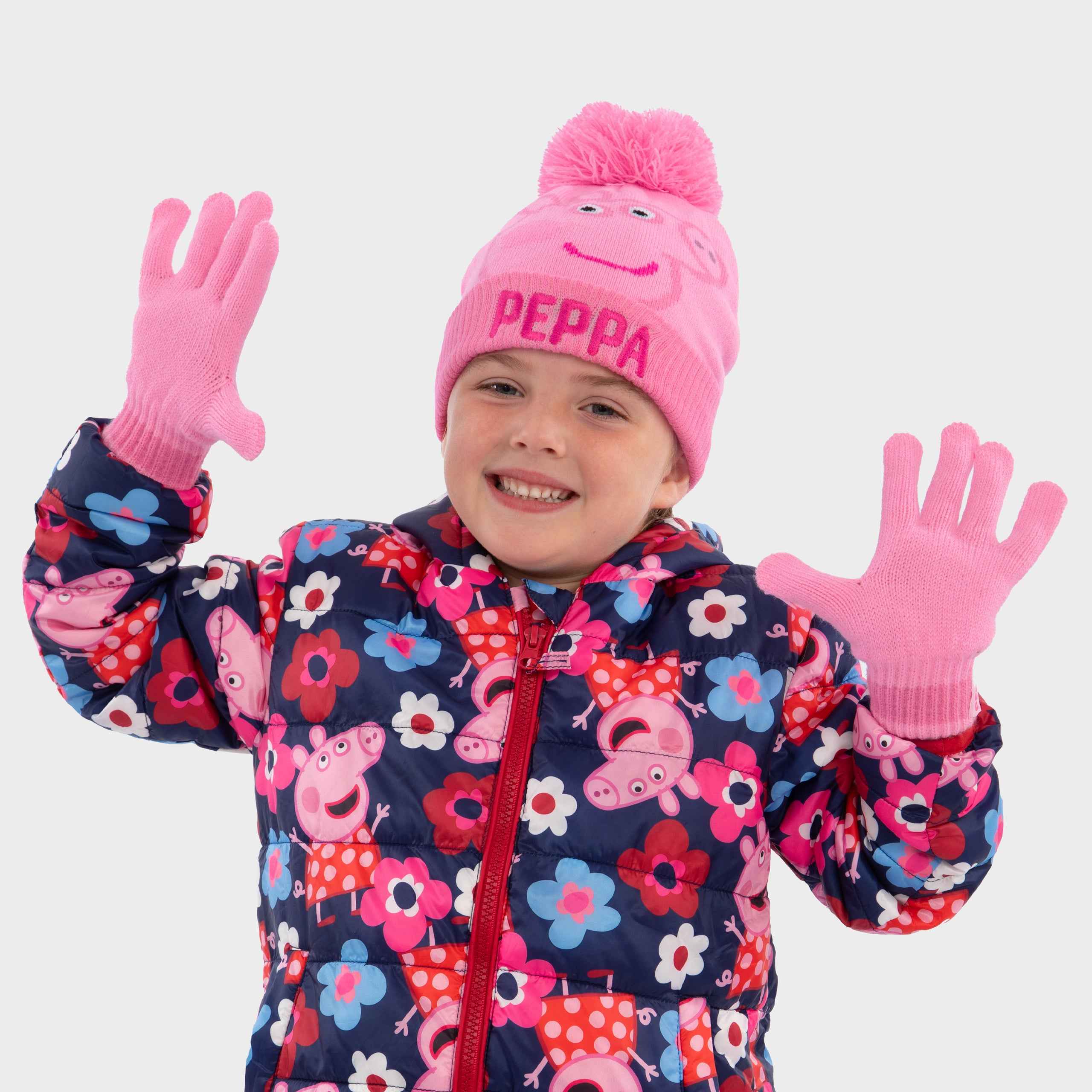 Girls Peppa Pig Hat And Gloves Set