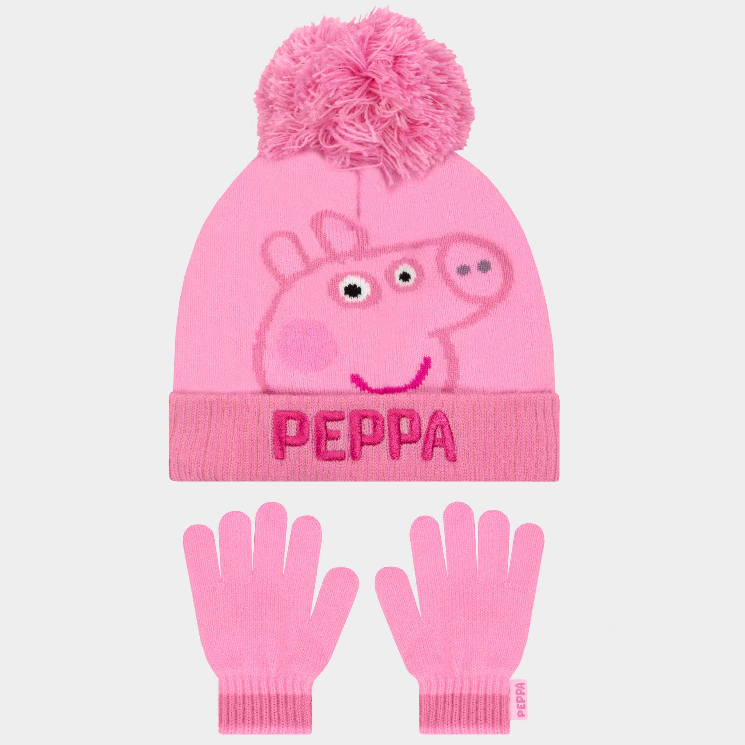 Girls Peppa Pig Hat And Gloves Set