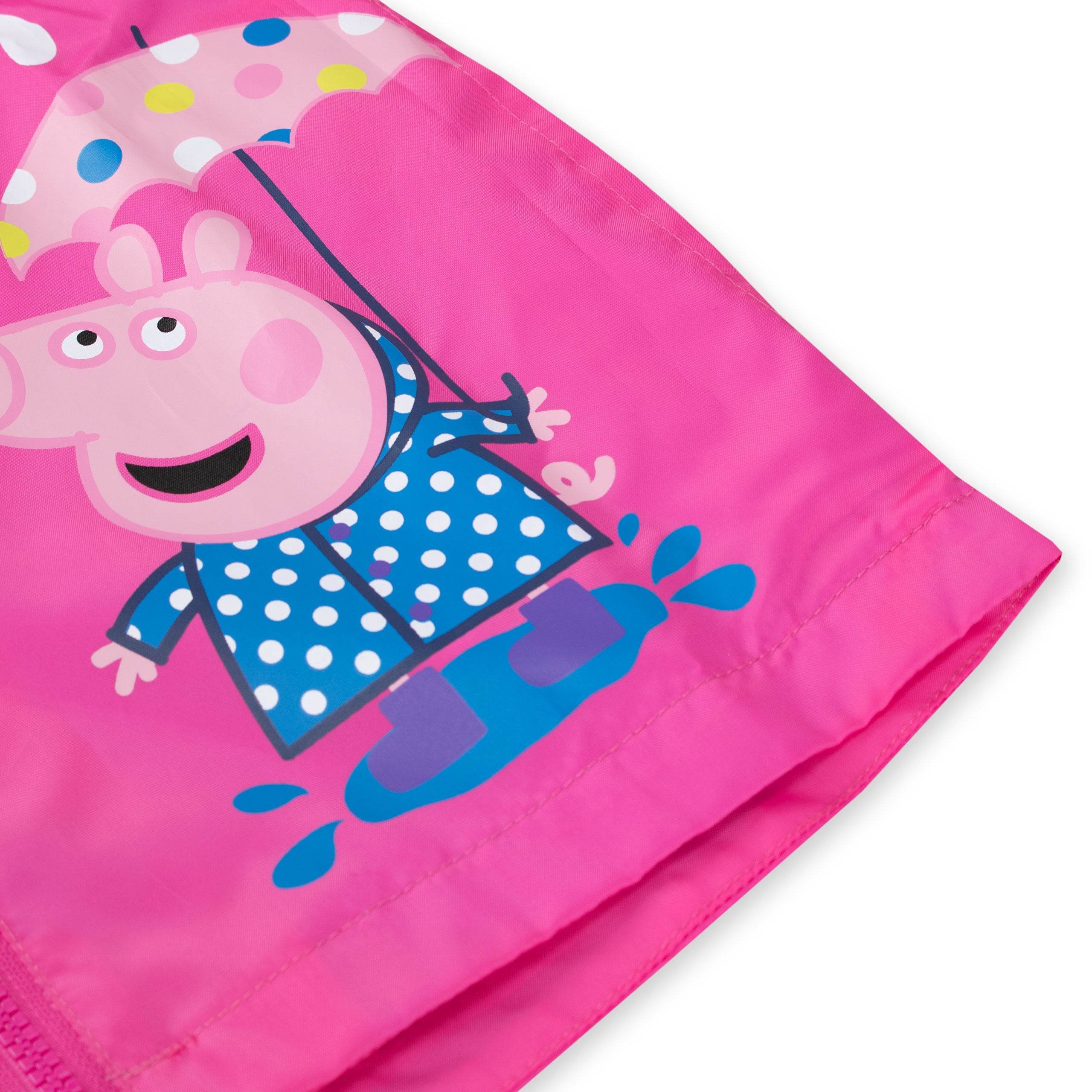 Peppa Pig Girls Raincoat Peppa Zip Up Coat Pink –