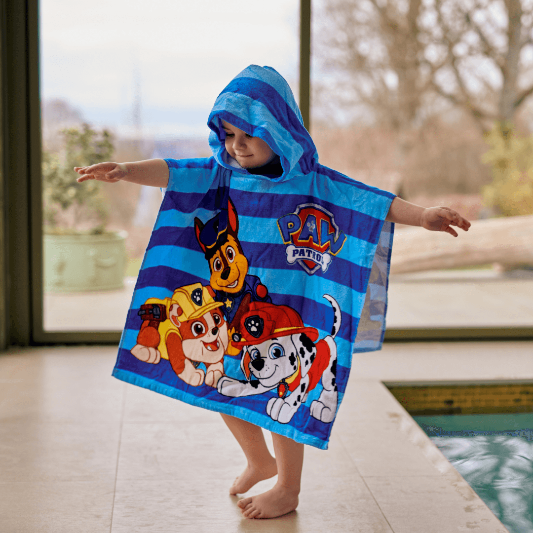 PAW Patrol Boys Towel Poncho Chase, Rubble Marshall Blue