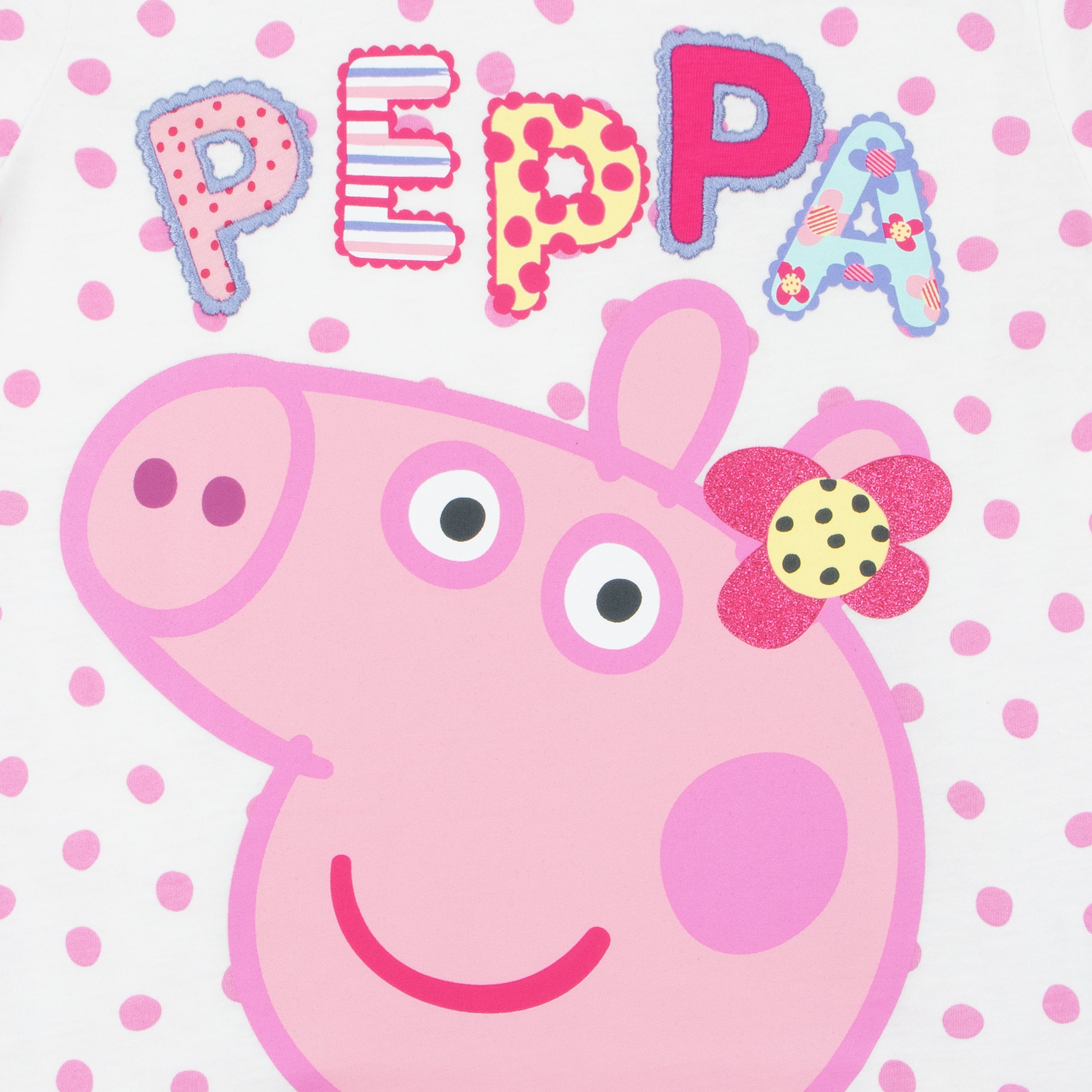 Peppa Pig Polka Dot Girls PJs | 100% Cotton | White/Pink