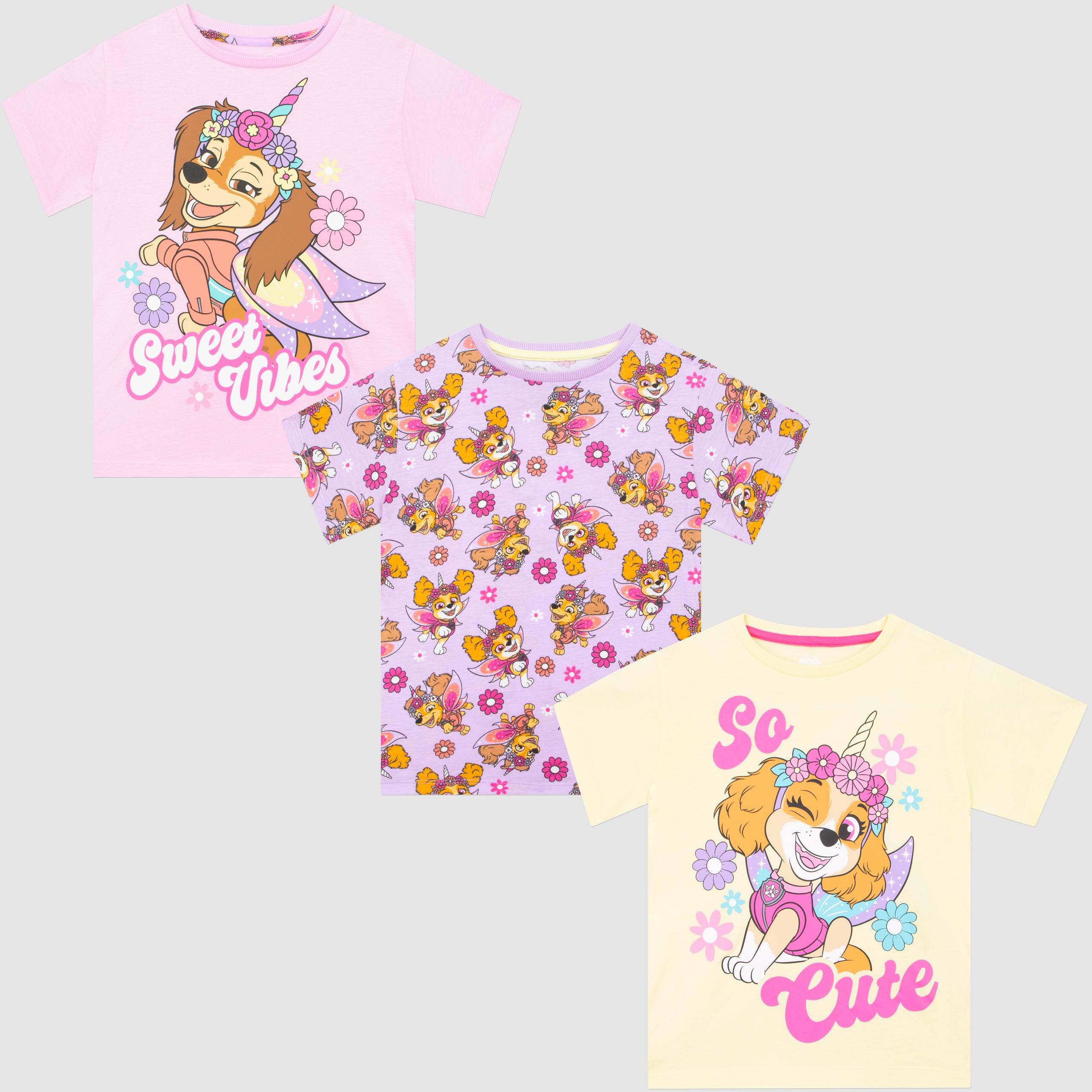 Paw Patrol Skye and Liberty T-shirts 3 Pack