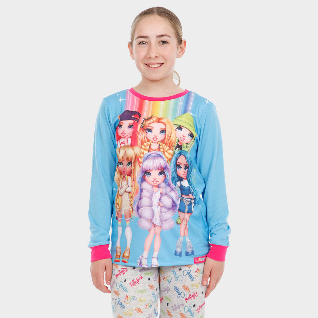 Pyjama Rainbow High Fille - T-shirt Manches Longues Et Pantalon Gris - 100% Polyester