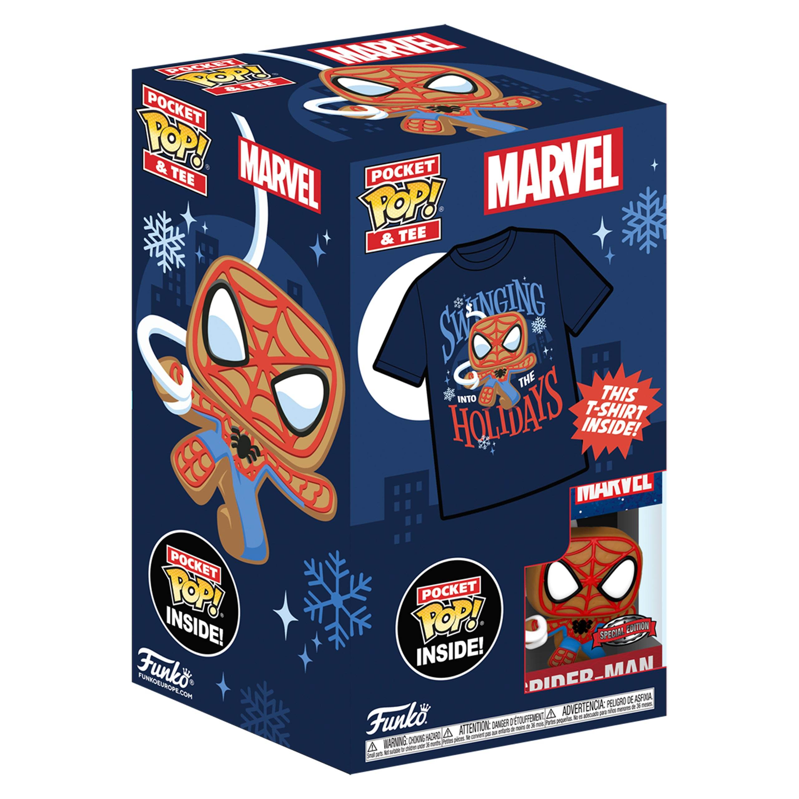 Funko Marvel Spiderman Christmas Pocket Pop And T-Shirt - Character.com