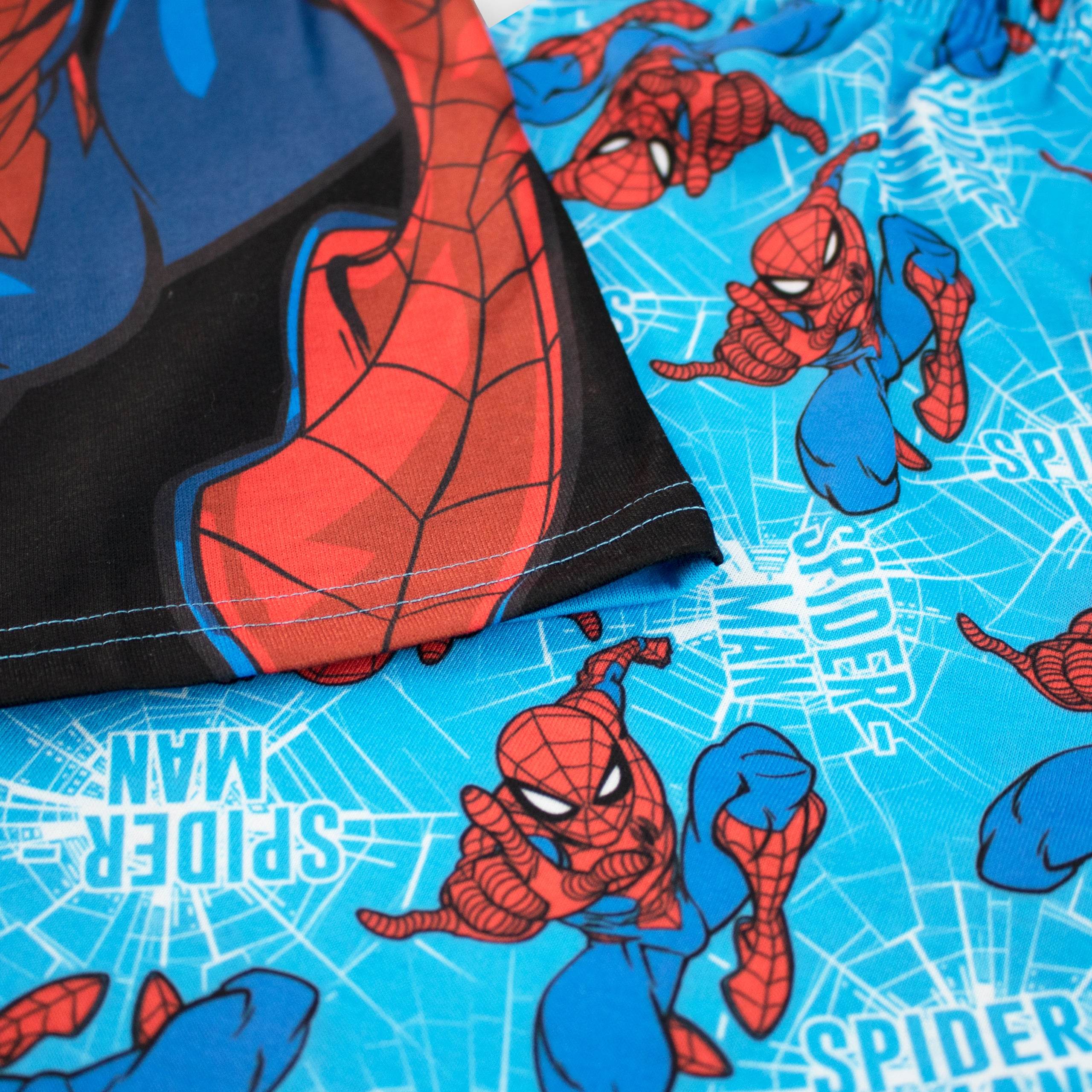 Marvel Pyjamas Character Spider Man Marvel Boys Short PJs | Kids Summer Pyjamas | Blue/Red ...