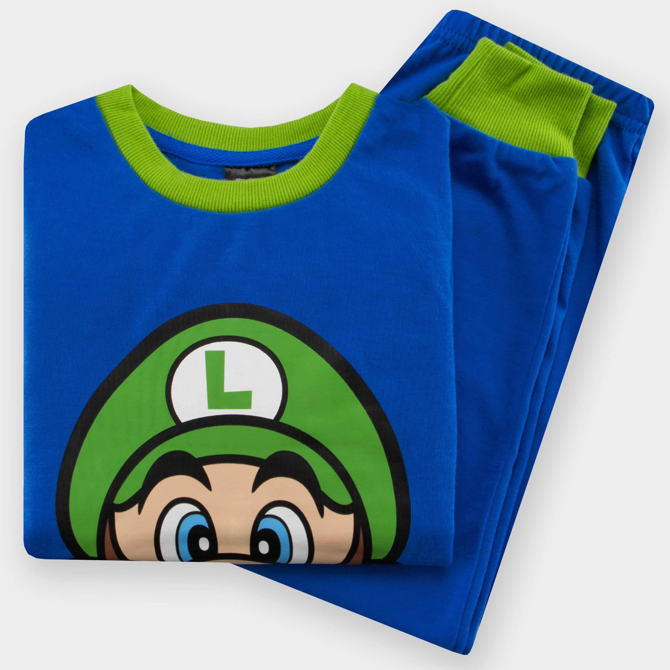 Pyjama Super Mario Luigi Garçons Manches Longues - T-Shirt Et Pantalon 100% Coton Officiel