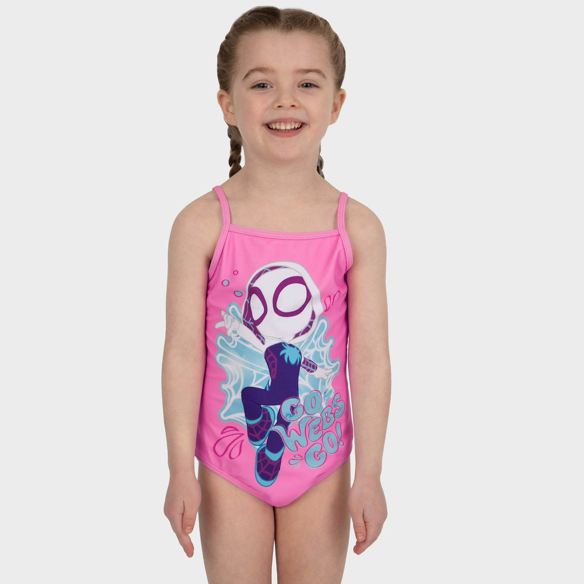 Spidey and His Amazing Friends Girls Swimsuit | Ghost Spider | Pink ...