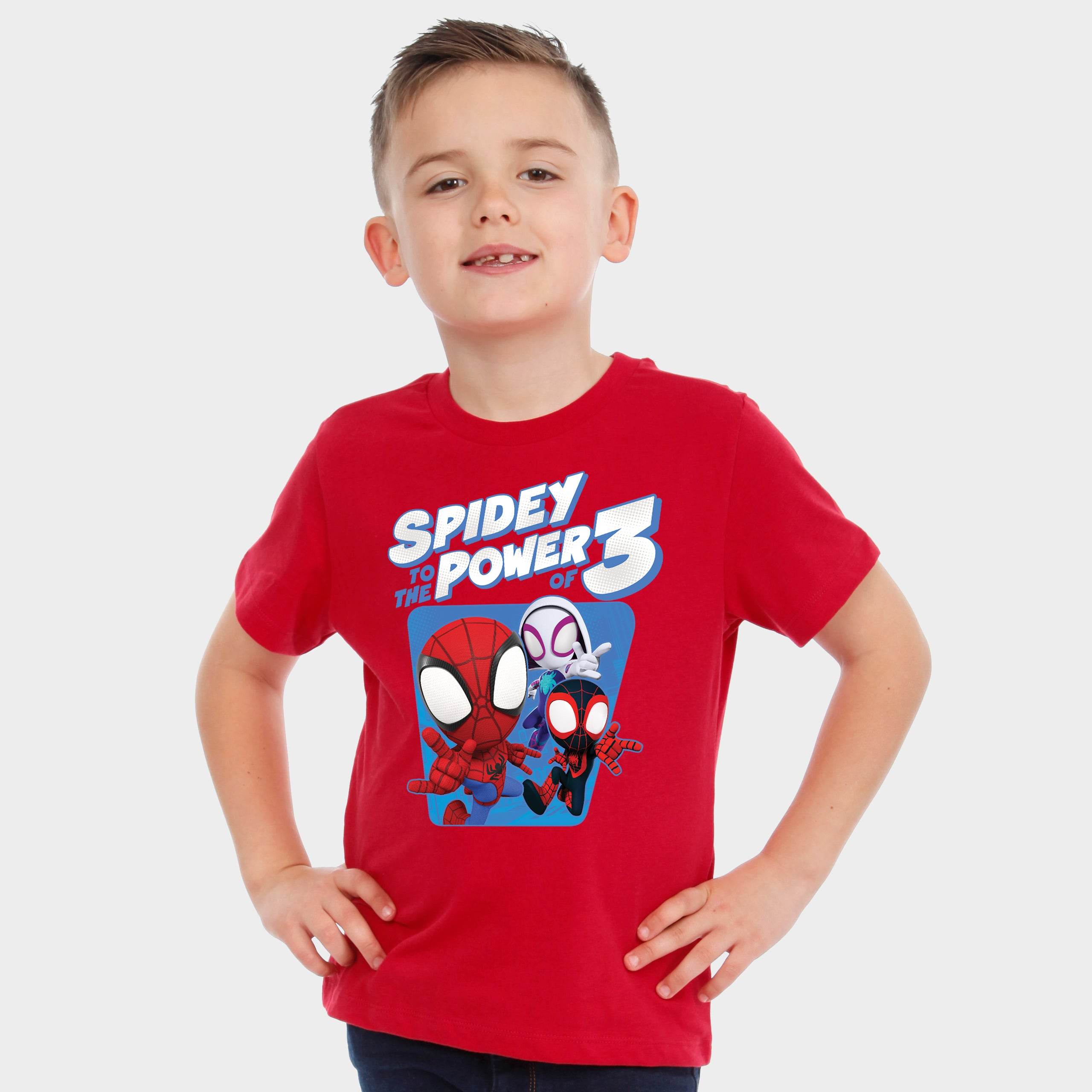 Spidey and His Amazing Friends T-shirt - Red Spidey To The power Of 3 - Character.com