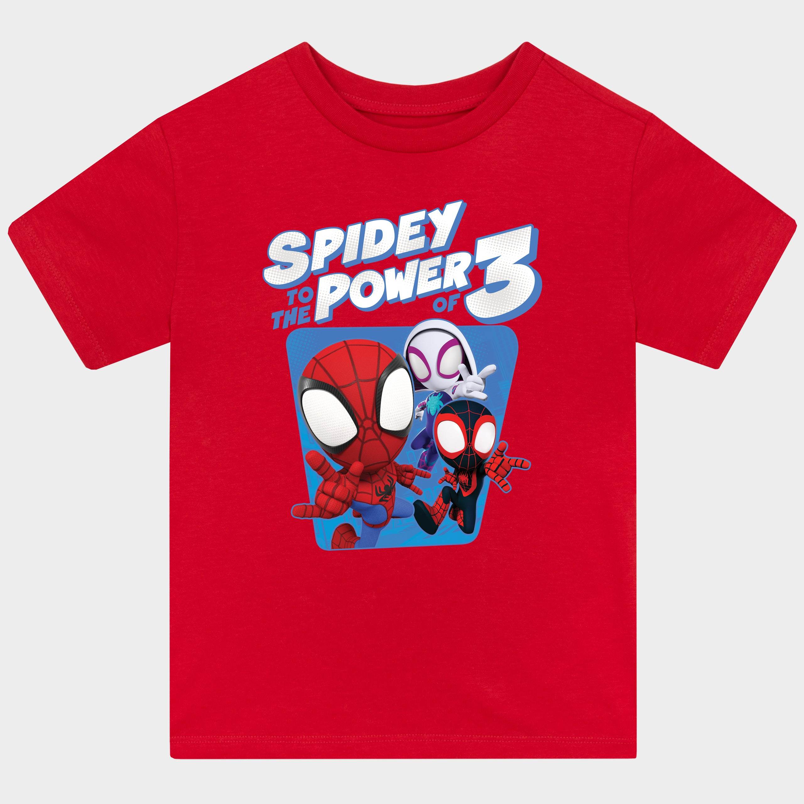 Spidey and His Amazing Friends T-shirt - Red Spidey To The power Of 3 - Character.com