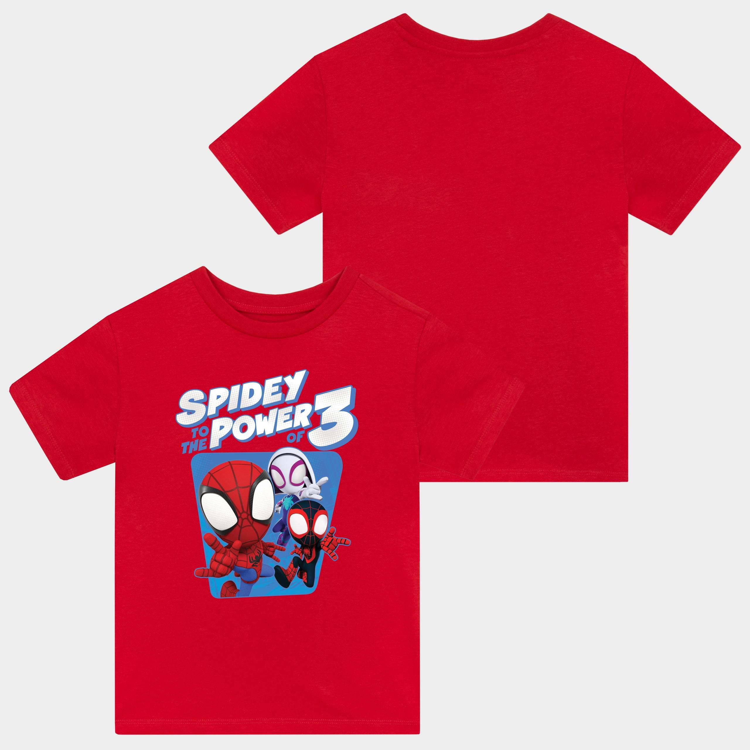 Spidey and His Amazing Friends T-shirt - Red Spidey To The power Of 3 - Character.com