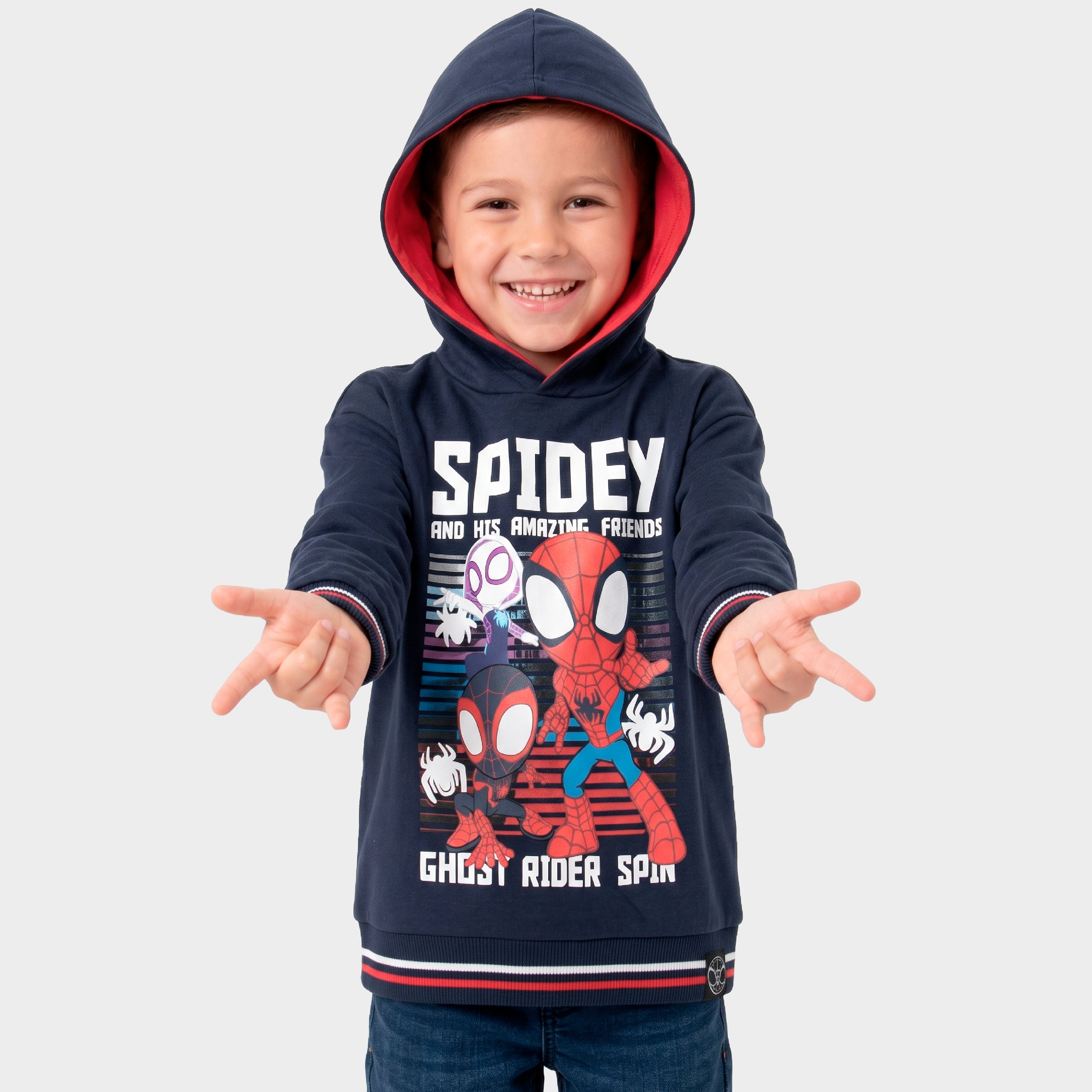 Spidey And His Amazing Friends Hoodie With Red Lined Hood