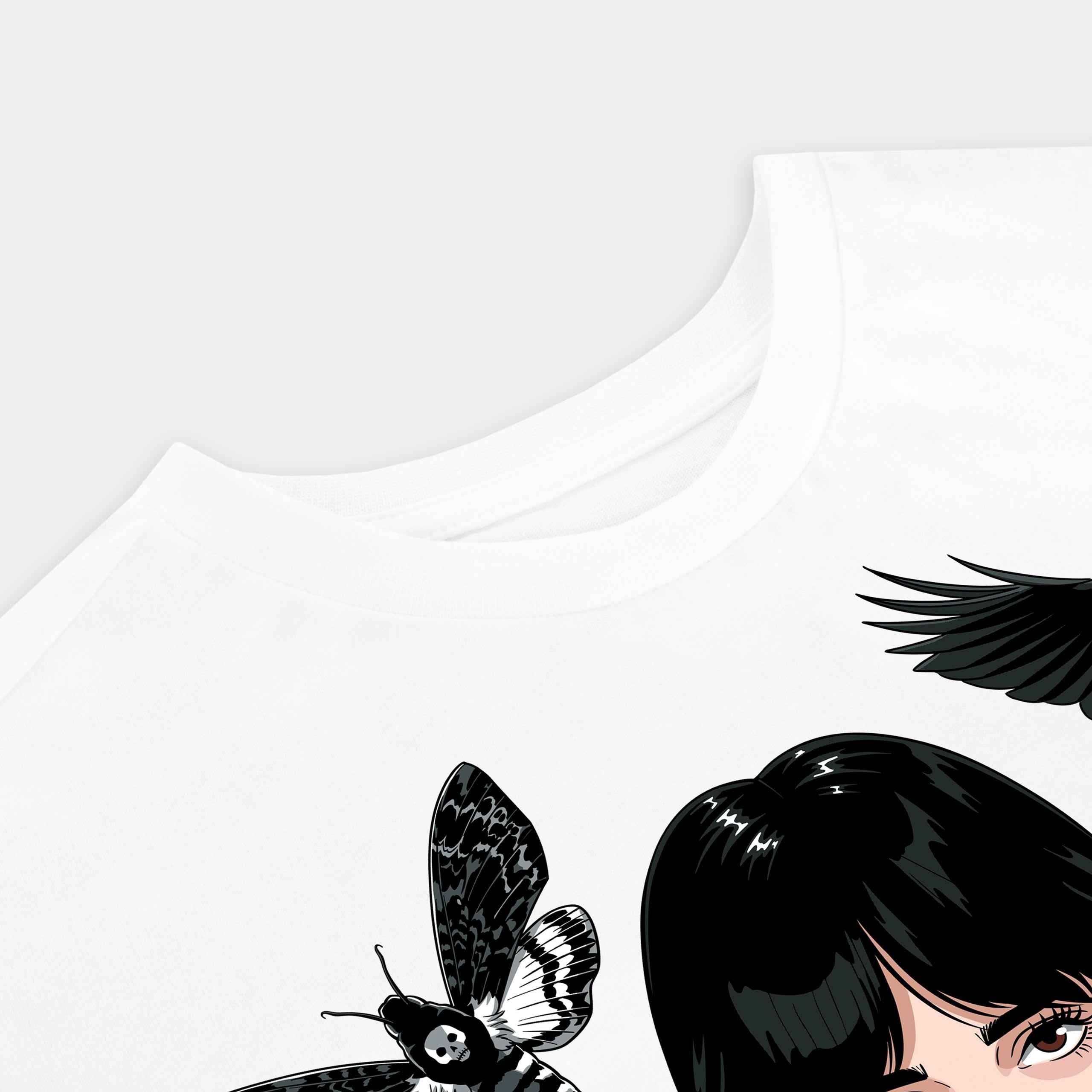 T-shirt Enfant Wednesday Addams - Motif Cercueil Et Pois, Manches Courtes, Noir - License Officielle - 5