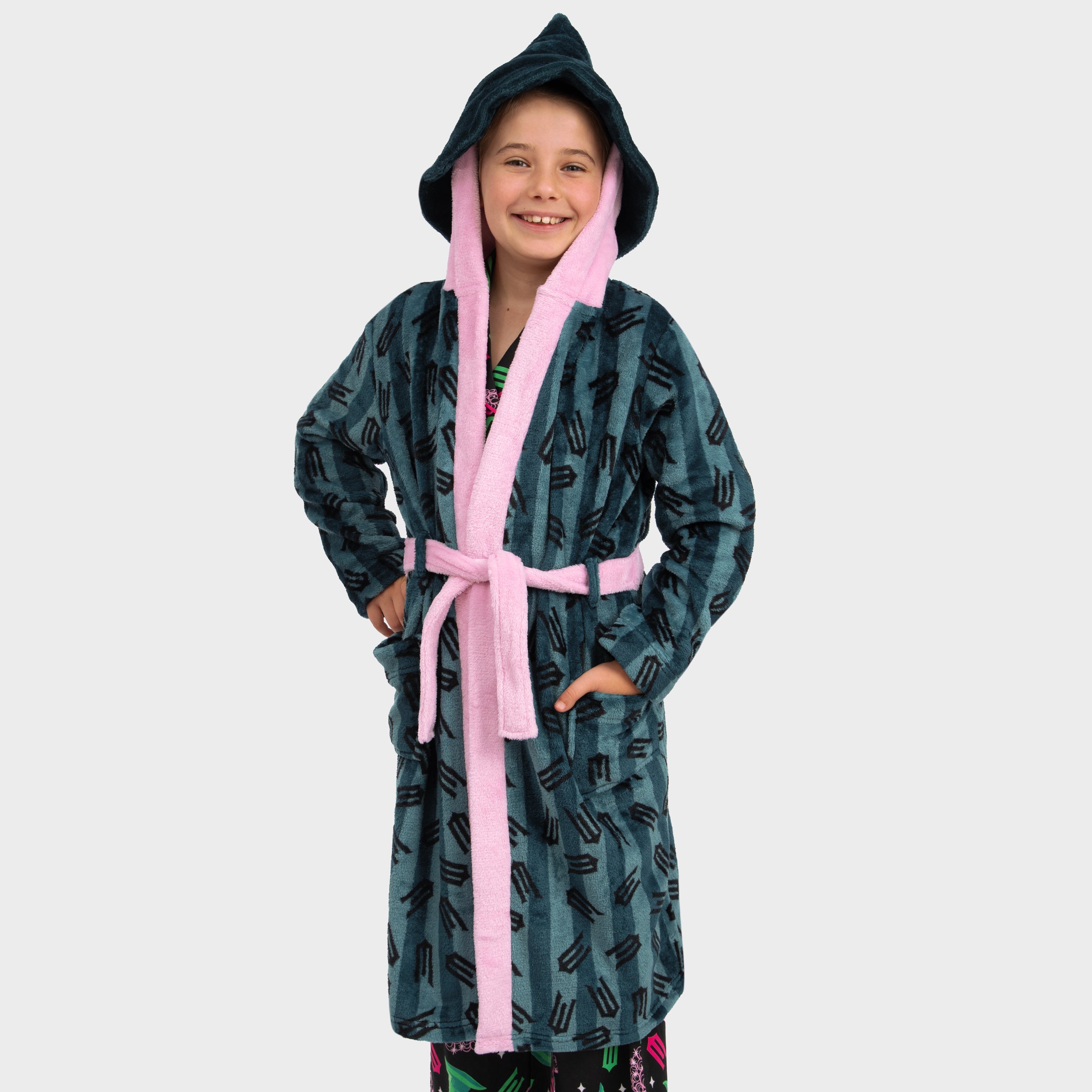 ladies long hooded dressing gown Chocolate Fleece Hooded Long Dressing Gown