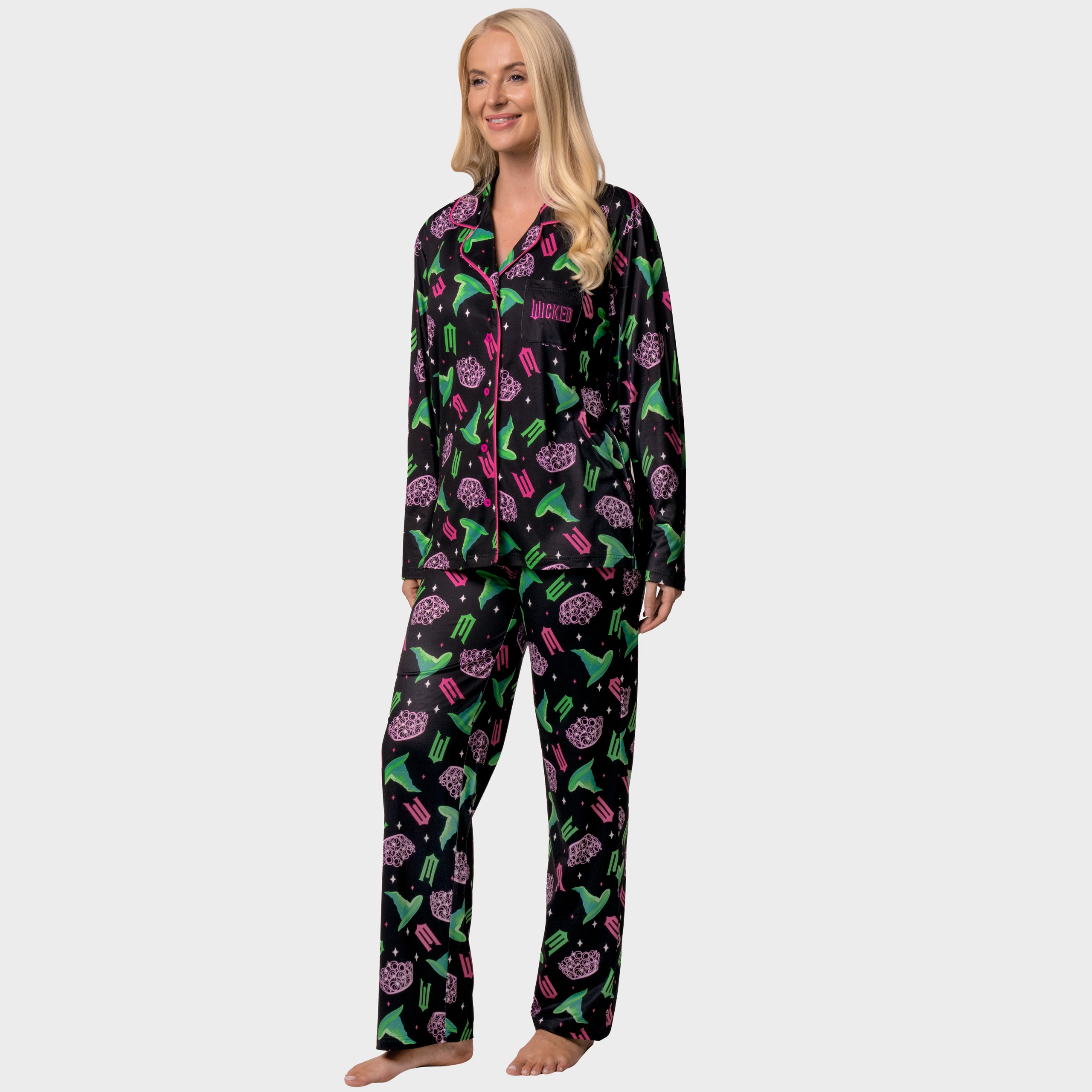 Wicked Womens Button Up Pyjamas