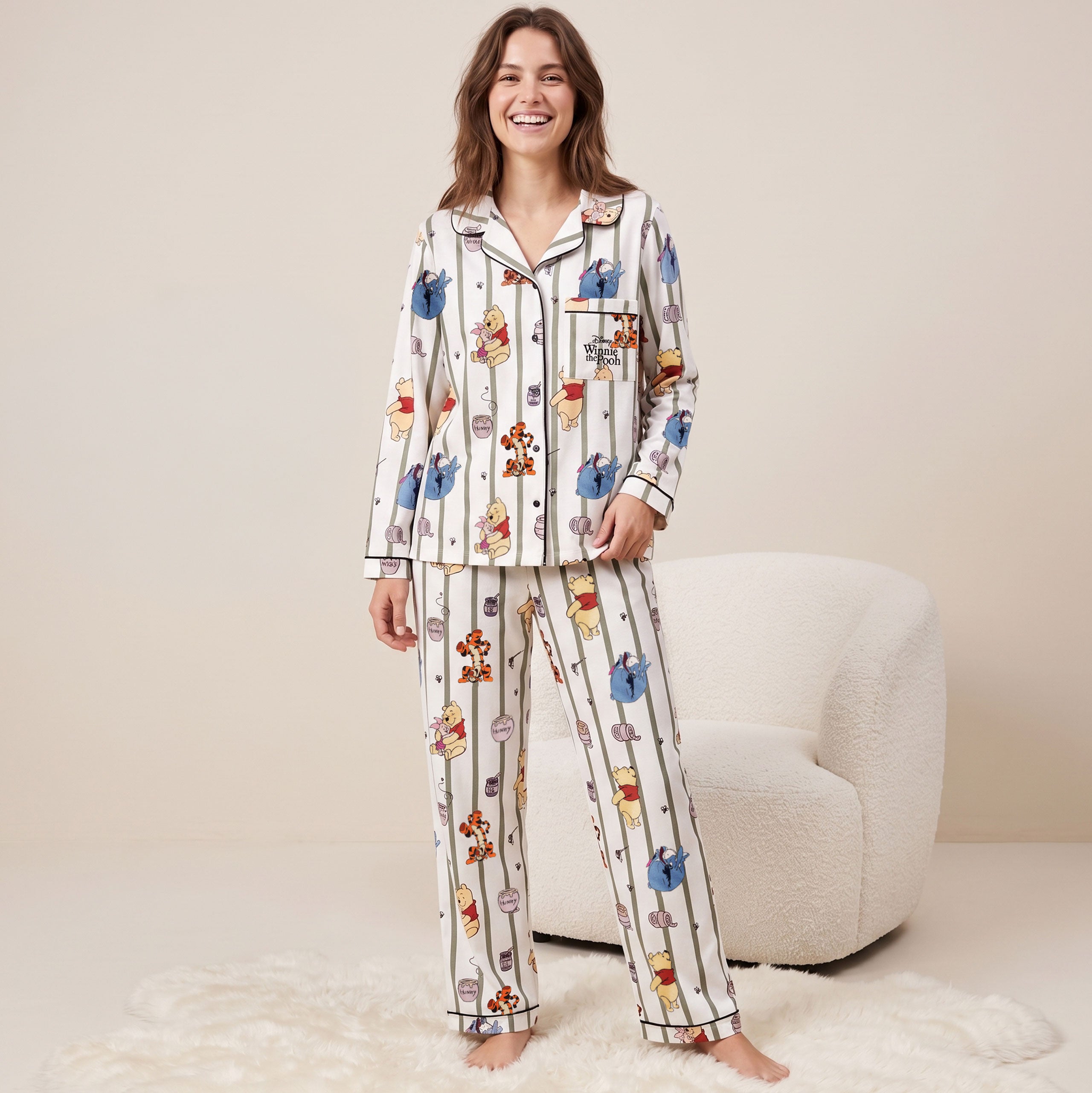 Disney Winnie The Pooh Womens Fleece Pyjamas