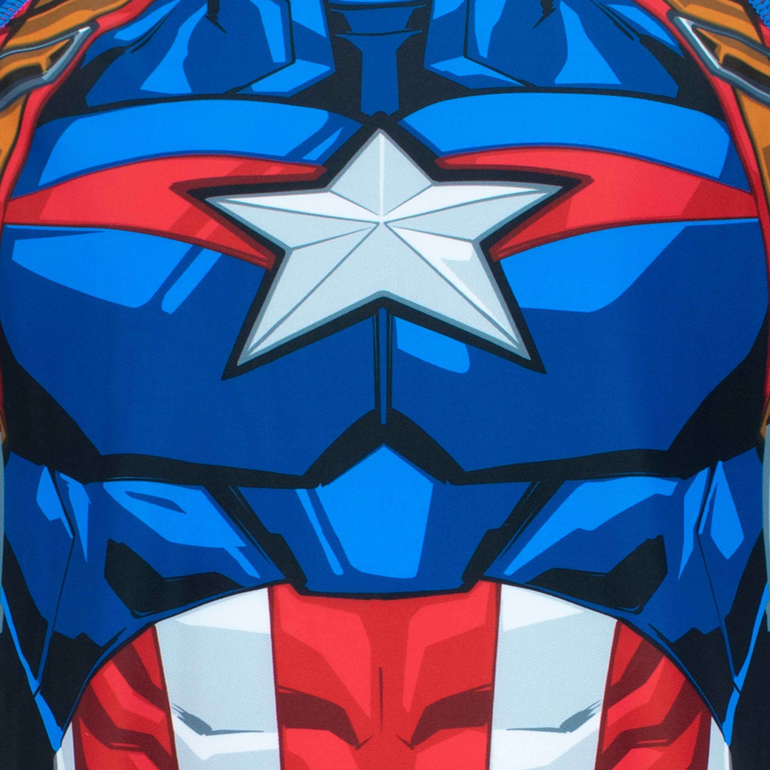 Marvel Captain America Boys Swimsuit Avengers Swimwear Blue