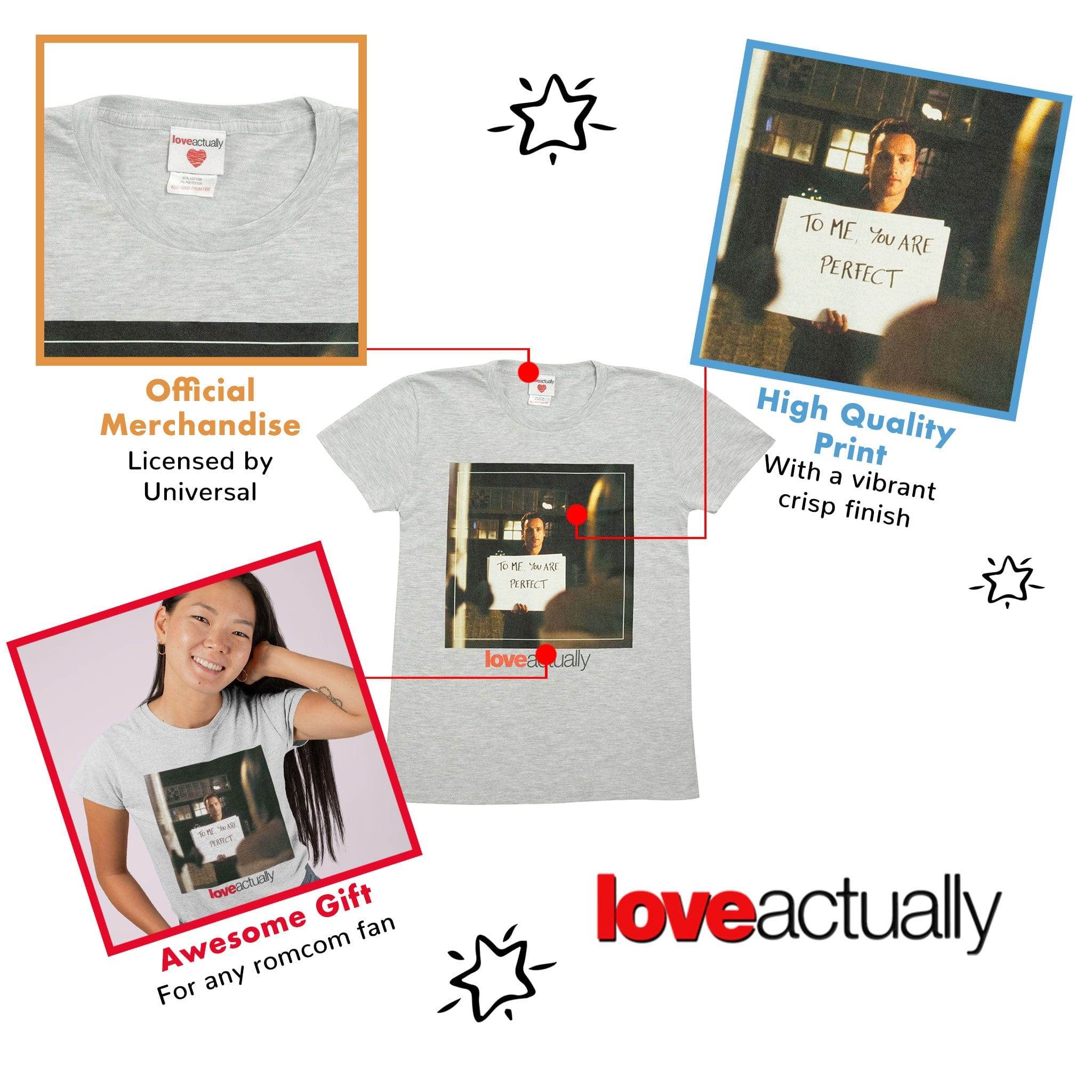 Love Actually You To Me Are Perfect Christmas Womens Fitted T-Shirt - Character.com
